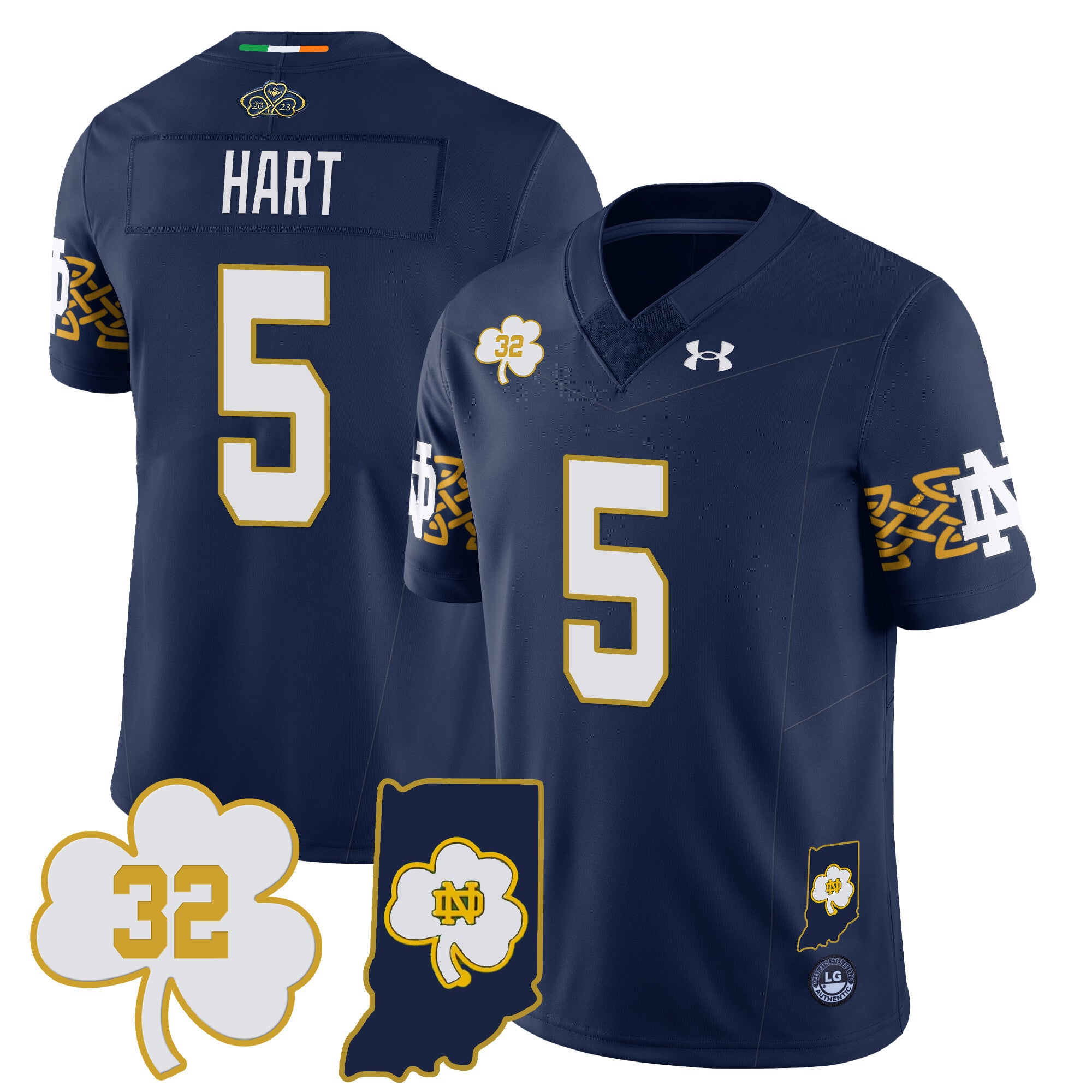 Men?s Notre Dame Fighting Irish Football Stitched Jersey ? Indiana Map