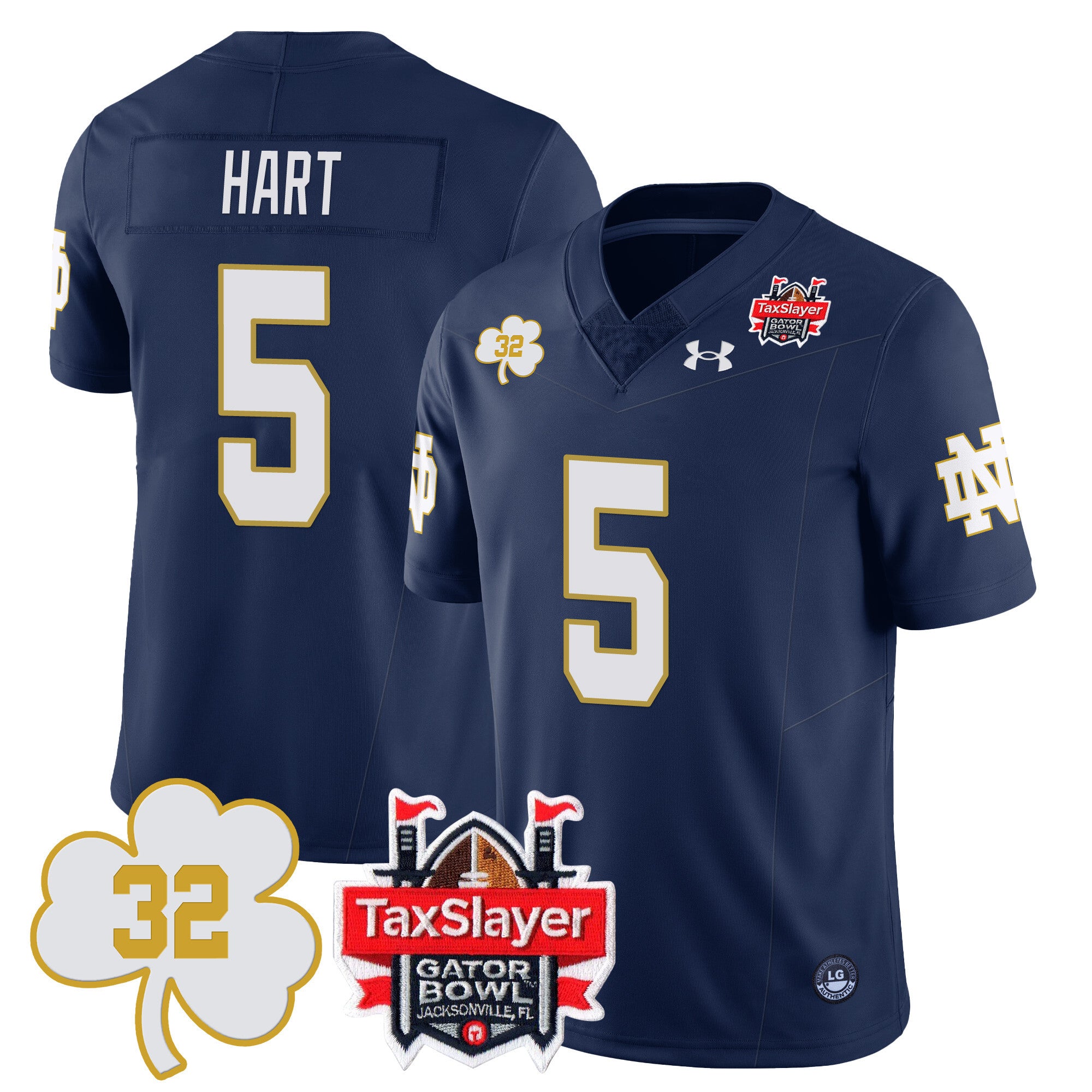 Men's Notre Dame Football Johnny Lujack Patch 2023 Gator Bowl Jersey - All Stitched