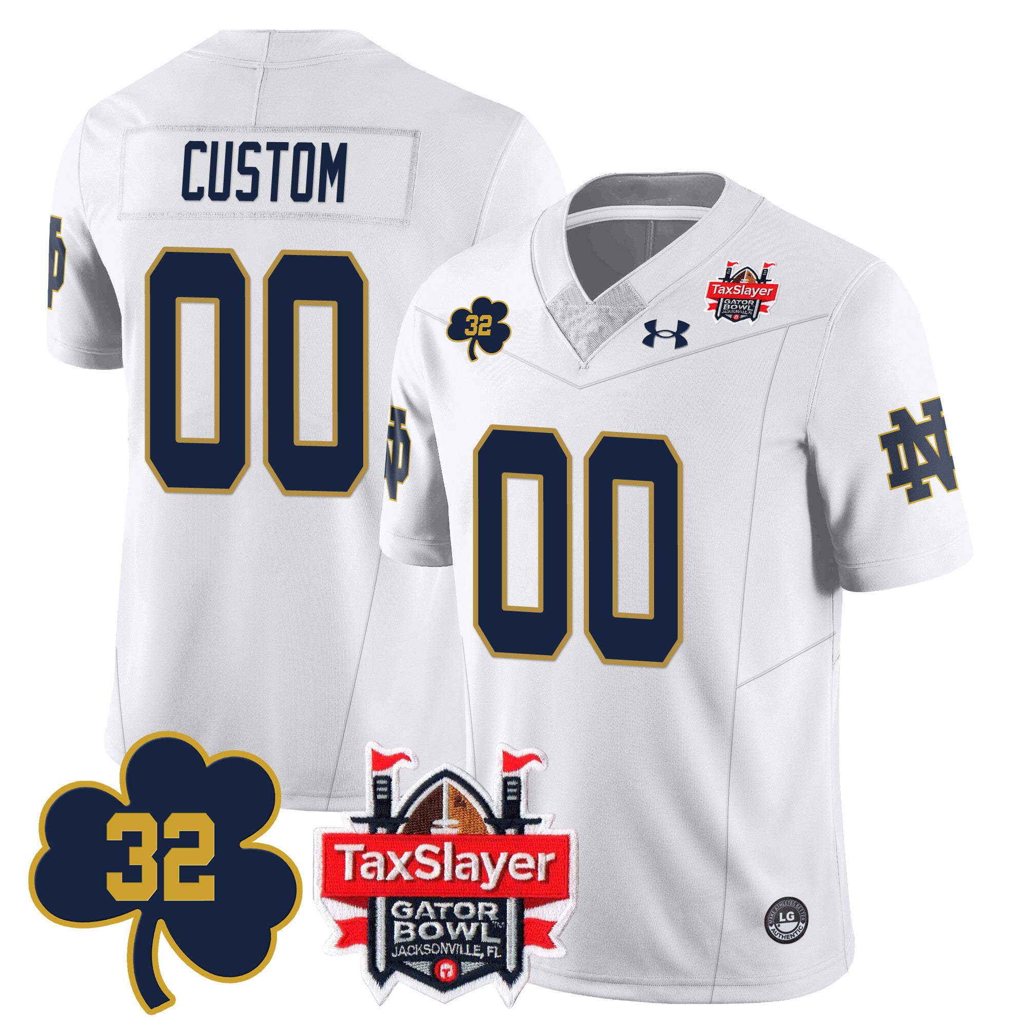 Men's Notre Dame Football Johnny Lujack Patch 2023 Gator Bowl Jersey - All Stitched