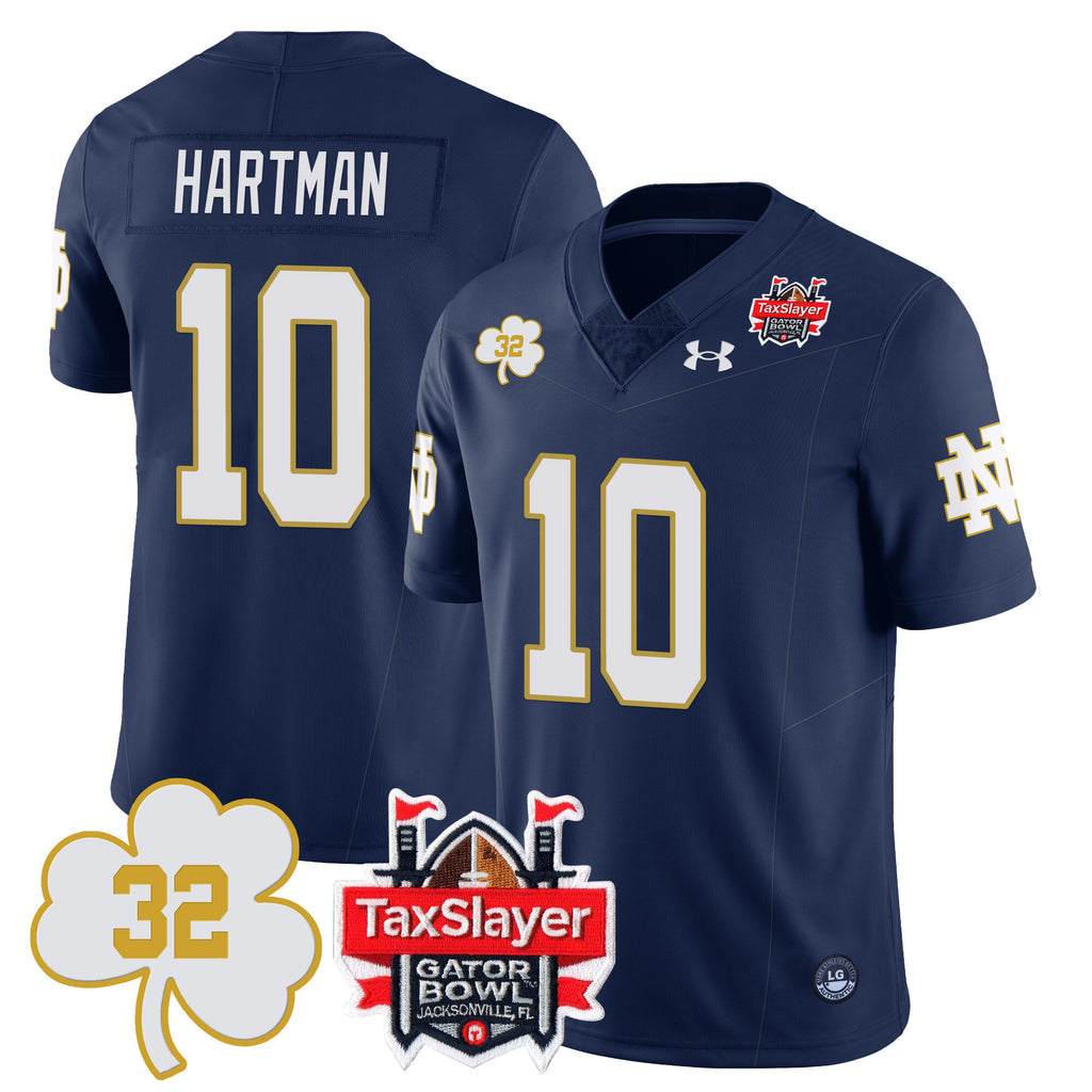 Men's Notre Dame Football Johnny Lujack Patch 2023 Gator Bowl Jersey - All Stitched