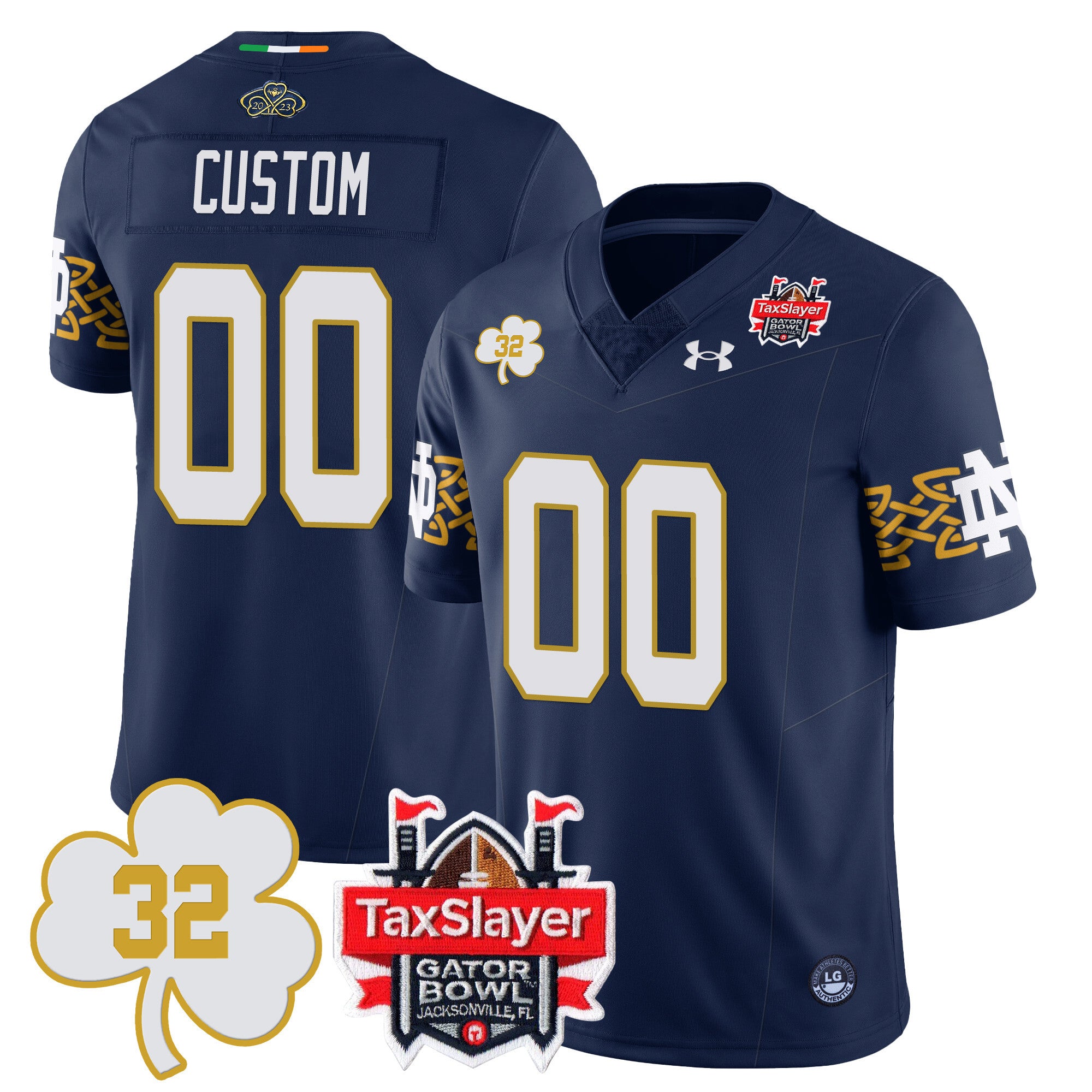 Custom Notre Dame Football TaxSlayer Gator Bowl Jersey - Johnny Lujack Patch