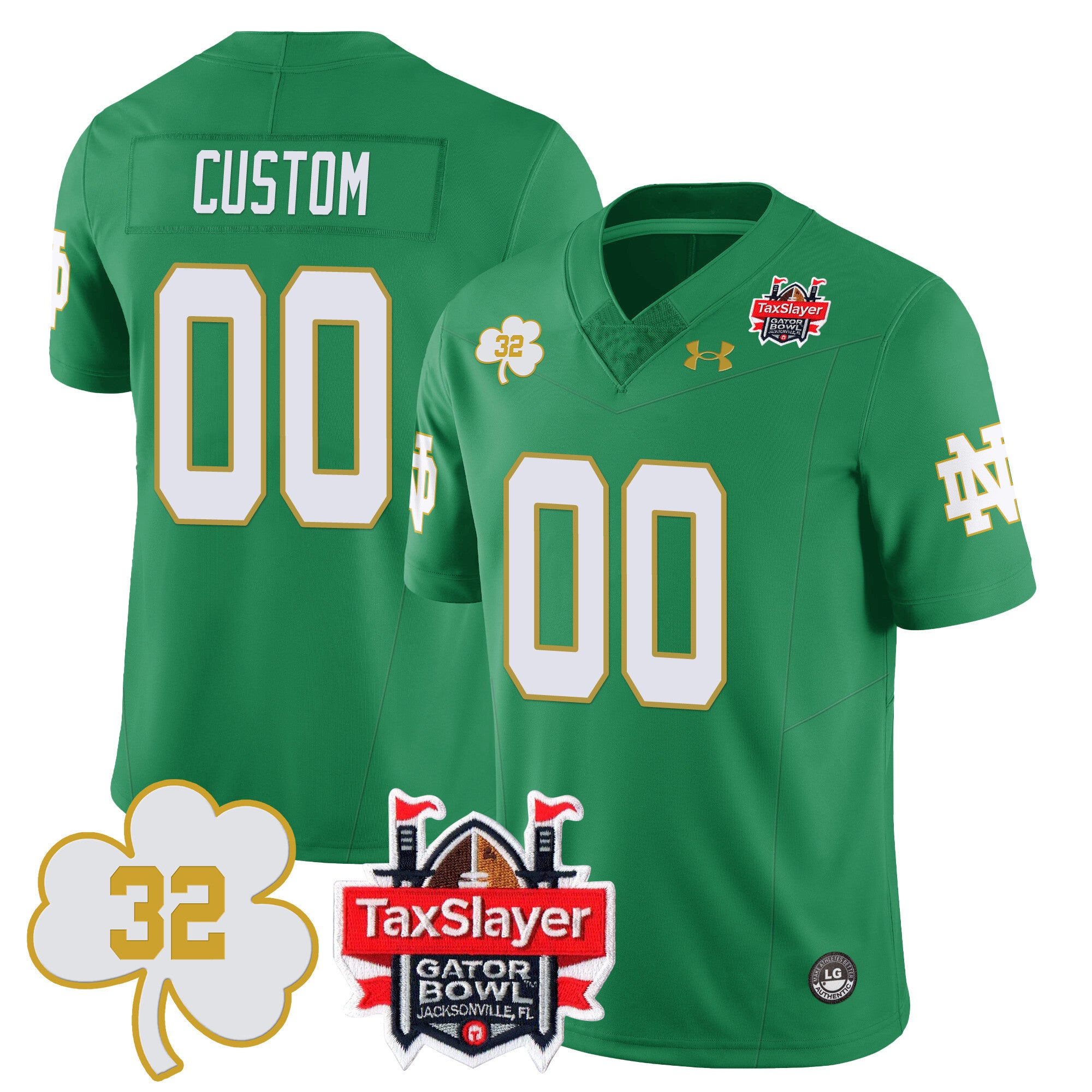 Custom Notre Dame Football TaxSlayer Gator Bowl Jersey - Johnny Lujack Patch