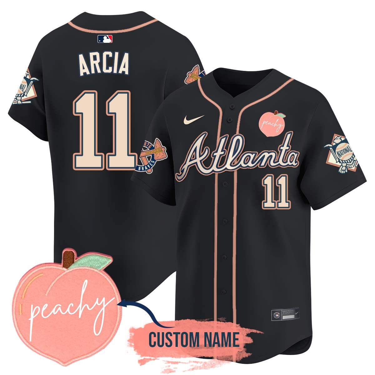 Men's Personalized Braves 2024 "Peach Fuzz" Jersey - All Stitched