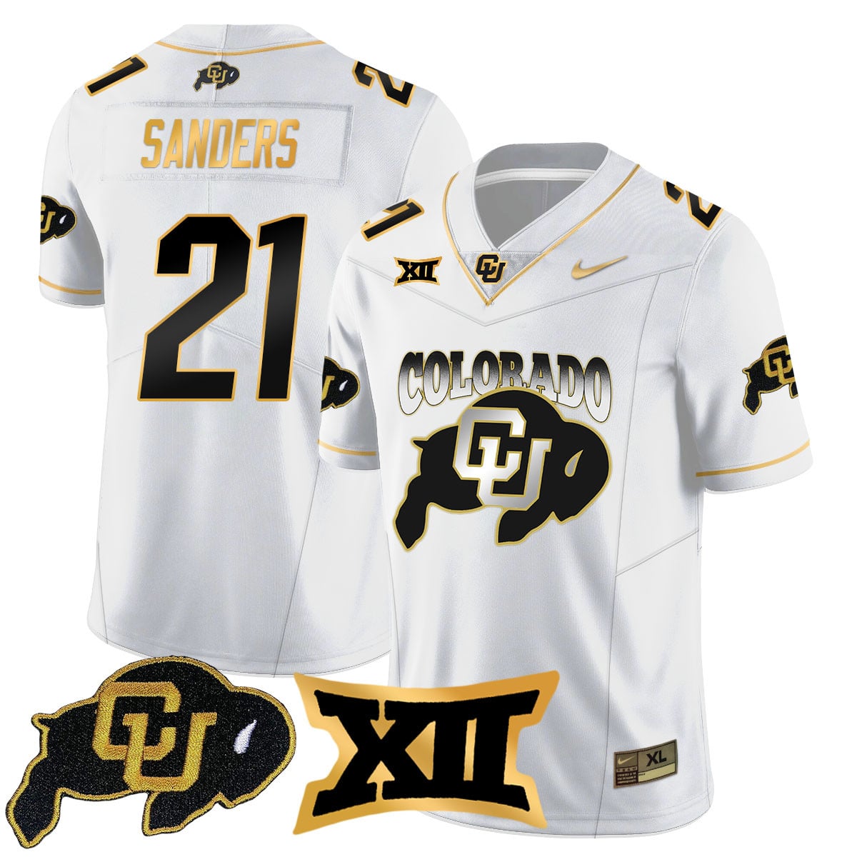 Men's Colorado Buffaloes 2024 Vapor Limited Gold Jersey N1 - All Stitched