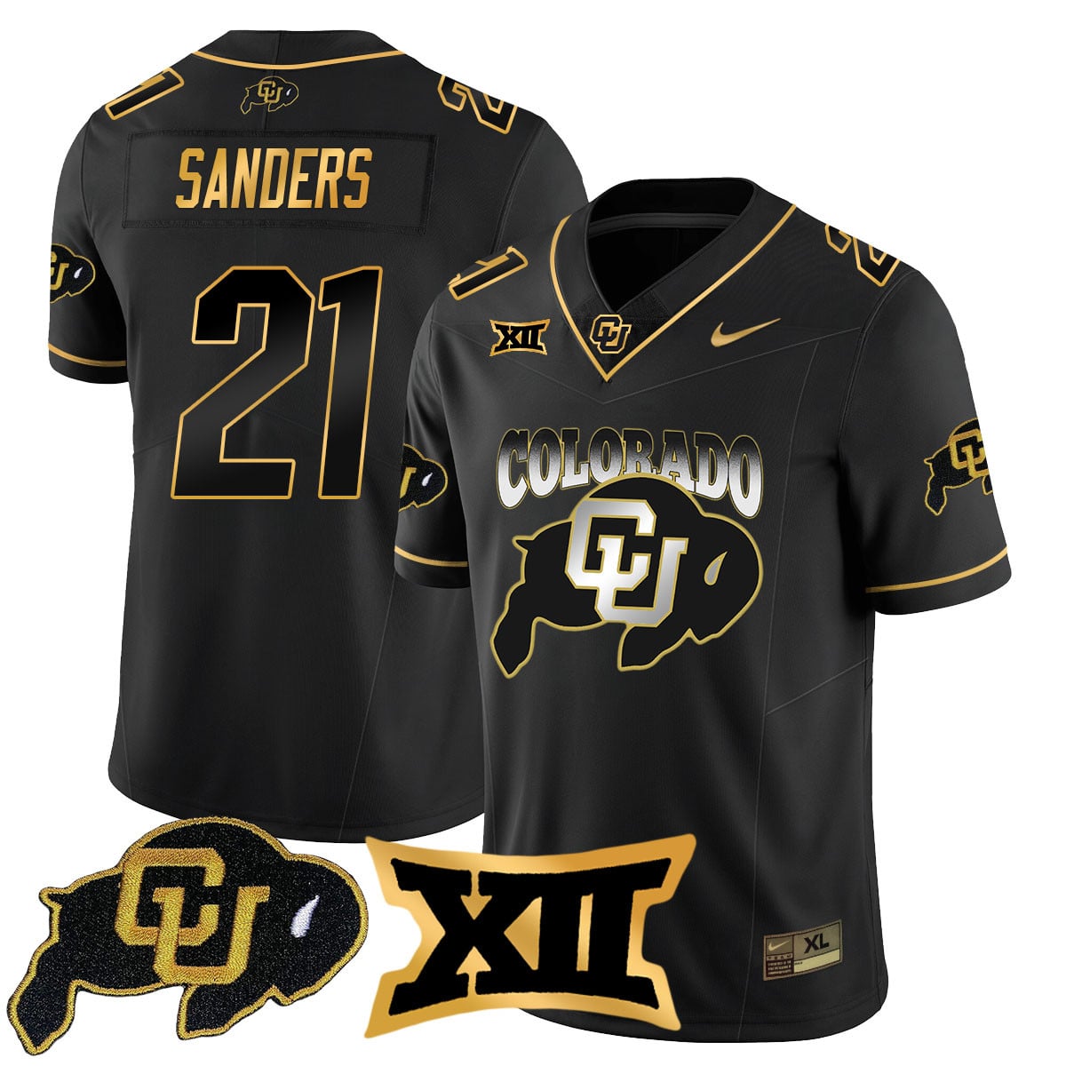 Men's Colorado Buffaloes 2024 Vapor Limited Gold Jersey N1 - All Stitched