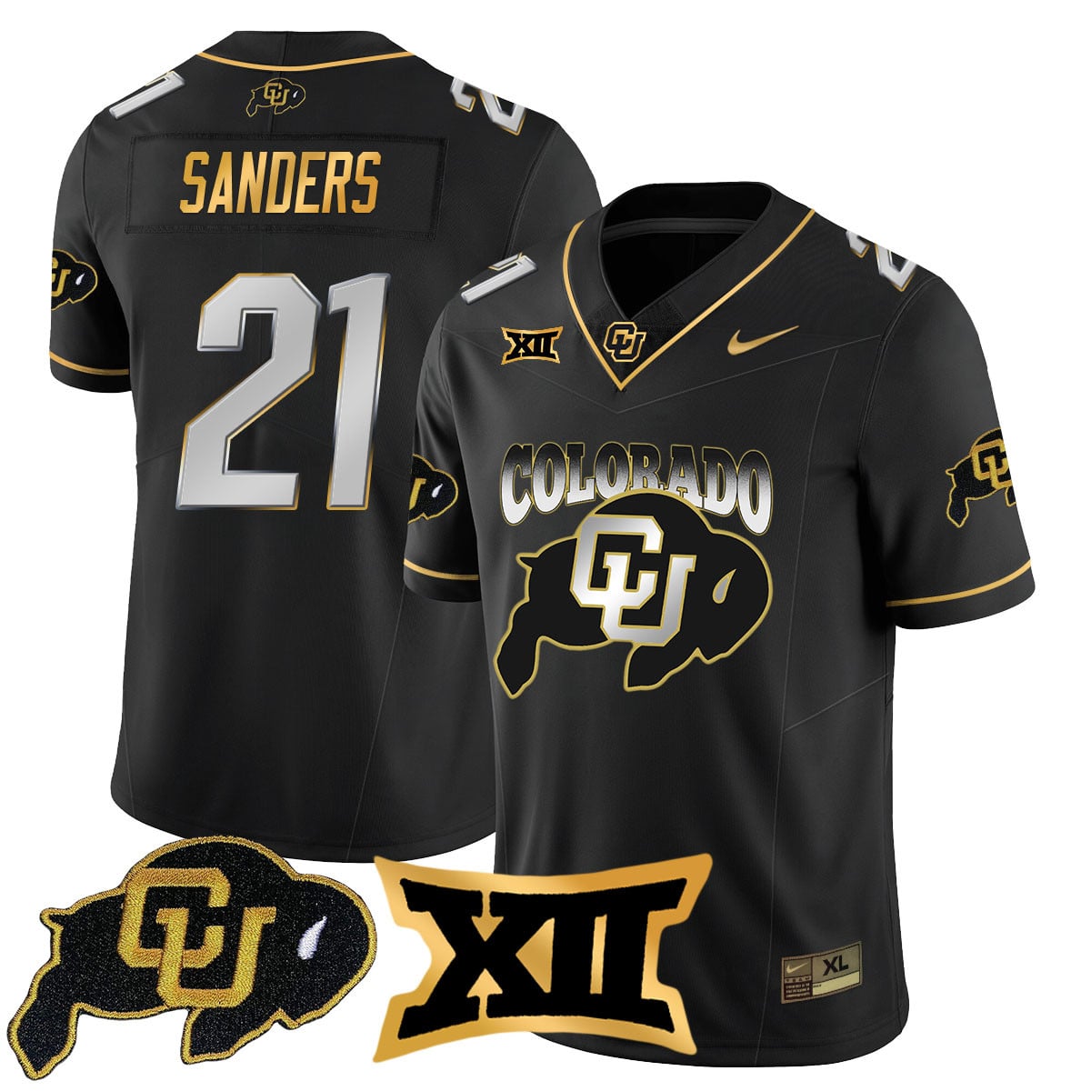 Men's Colorado Buffaloes 2024 Vapor Limited Gold Jersey N1 - All Stitched