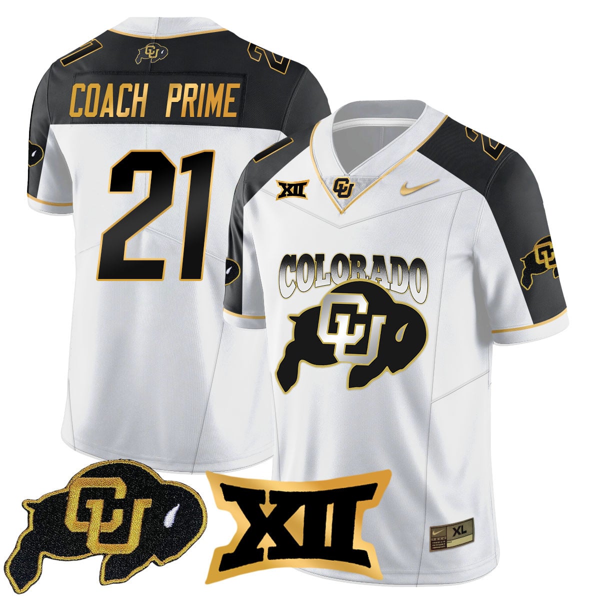 Men's Colorado Buffaloes 2024 Vapor Limited Gold Jersey N1 - All Stitched