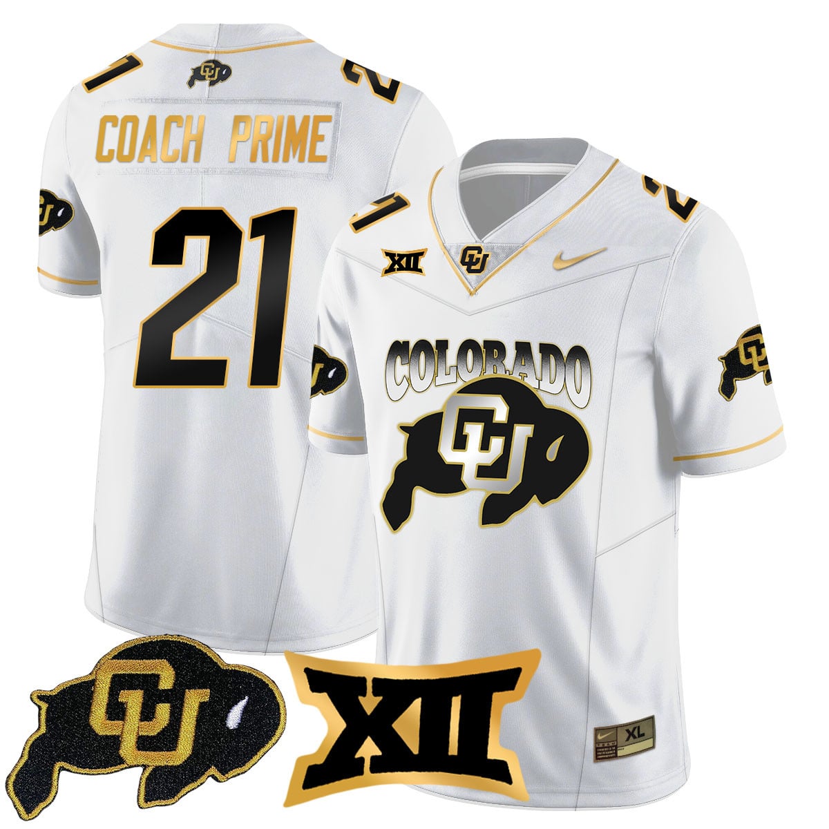 Men's Colorado Buffaloes 2024 Vapor Limited Gold Jersey N1 - All Stitched