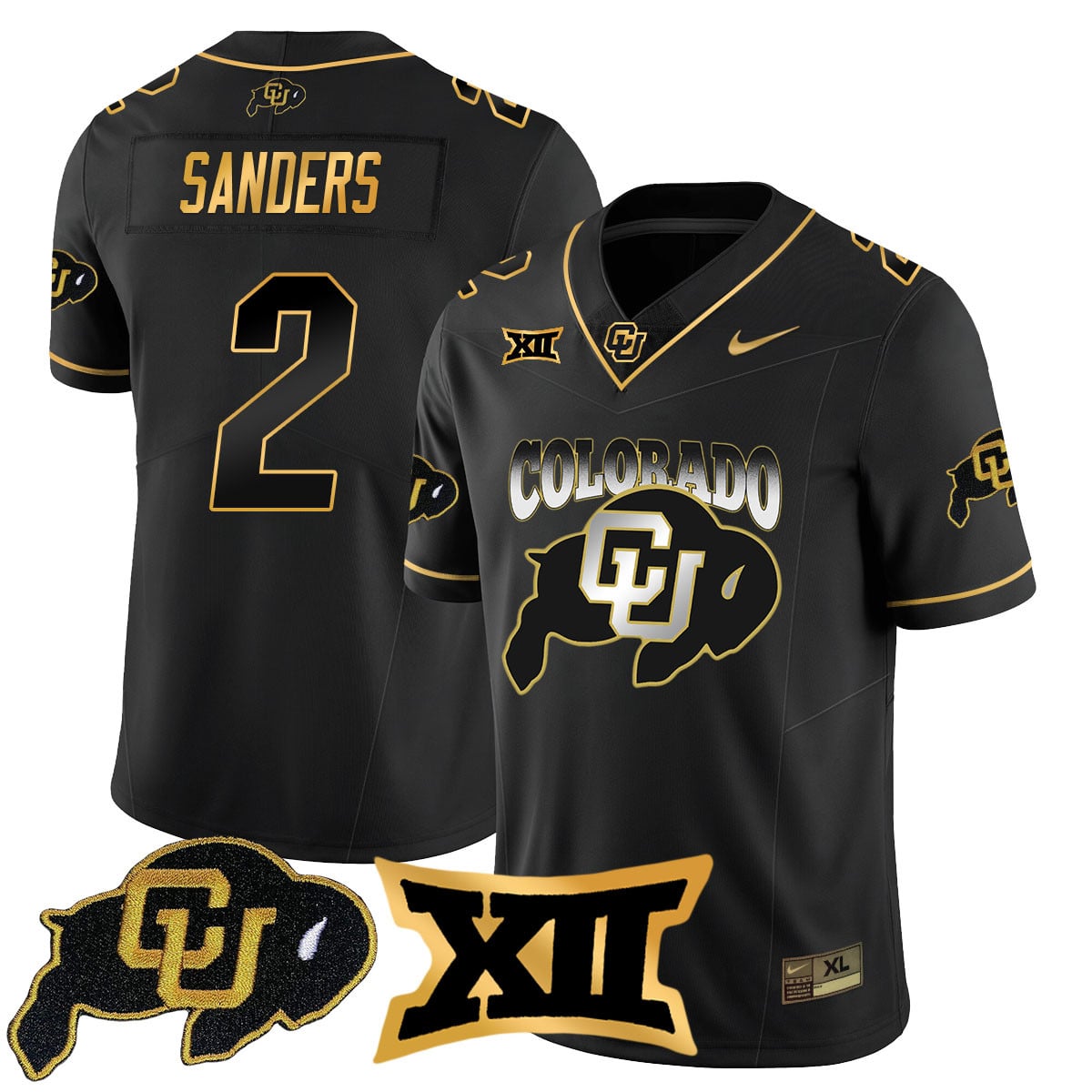 Men's Colorado Buffaloes 2024 Vapor Limited Gold Jersey N1 - All Stitched
