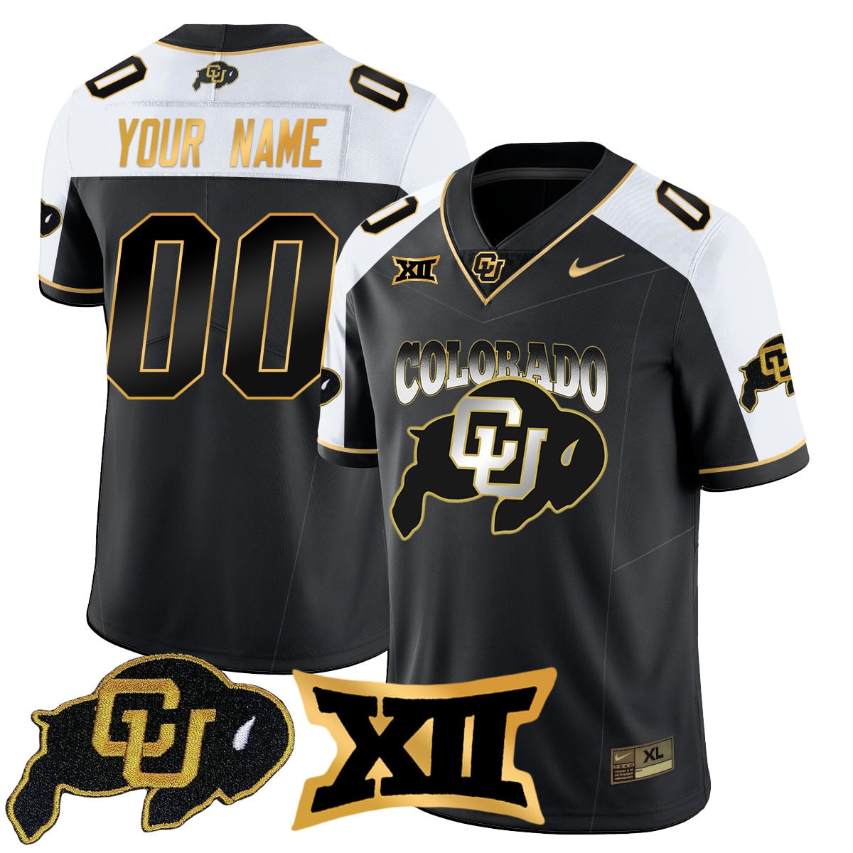 Custom Colorado Buffaloes 2024 Vapor Limited Gold Jersey N1 - All Stitched