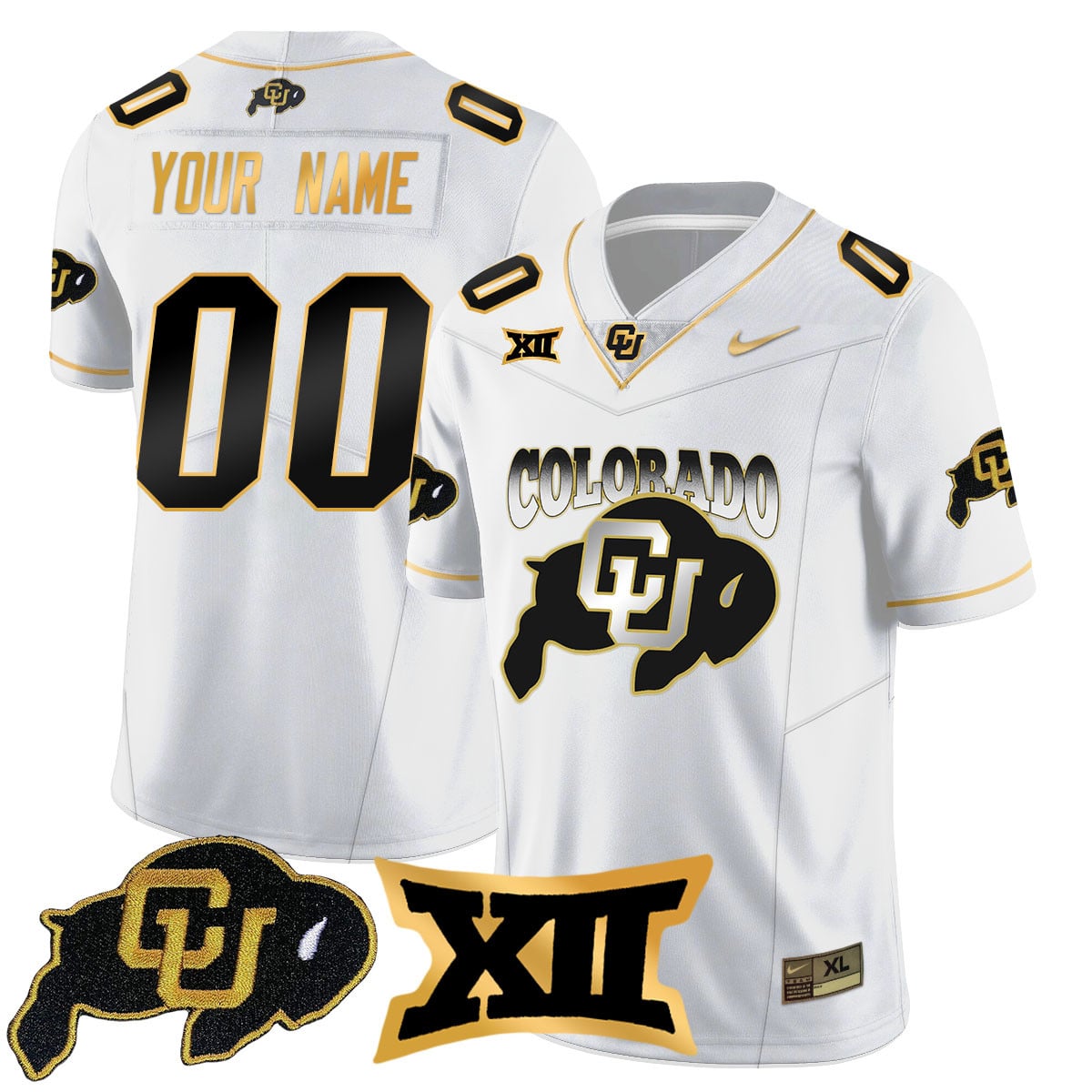 Custom Colorado Buffaloes 2024 Vapor Limited Gold Jersey N1 - All Stitched
