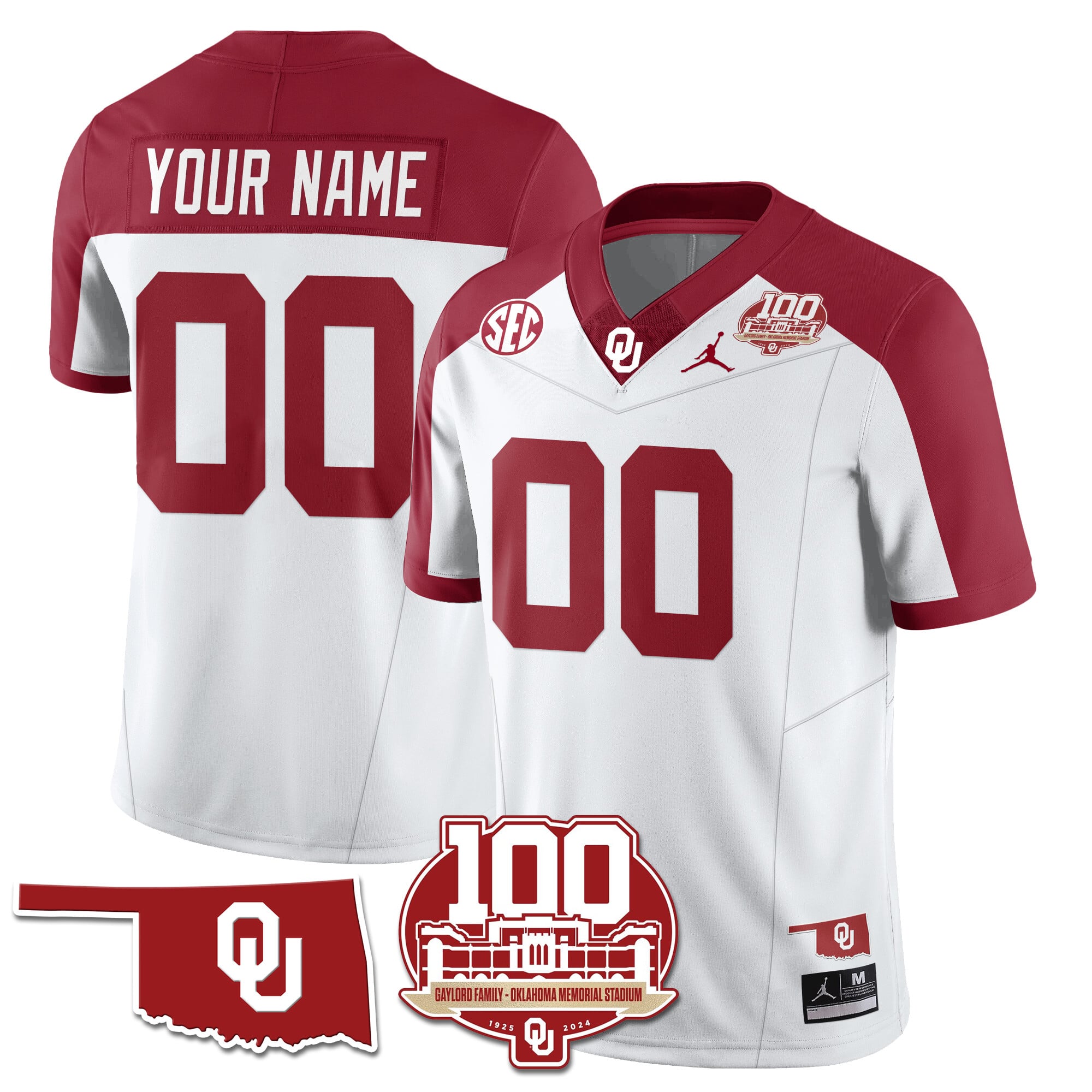 Custom Name/Gender Oklahoma Sooners 1946-56 Throwback Uniforms - 100th Season - All Stitched
