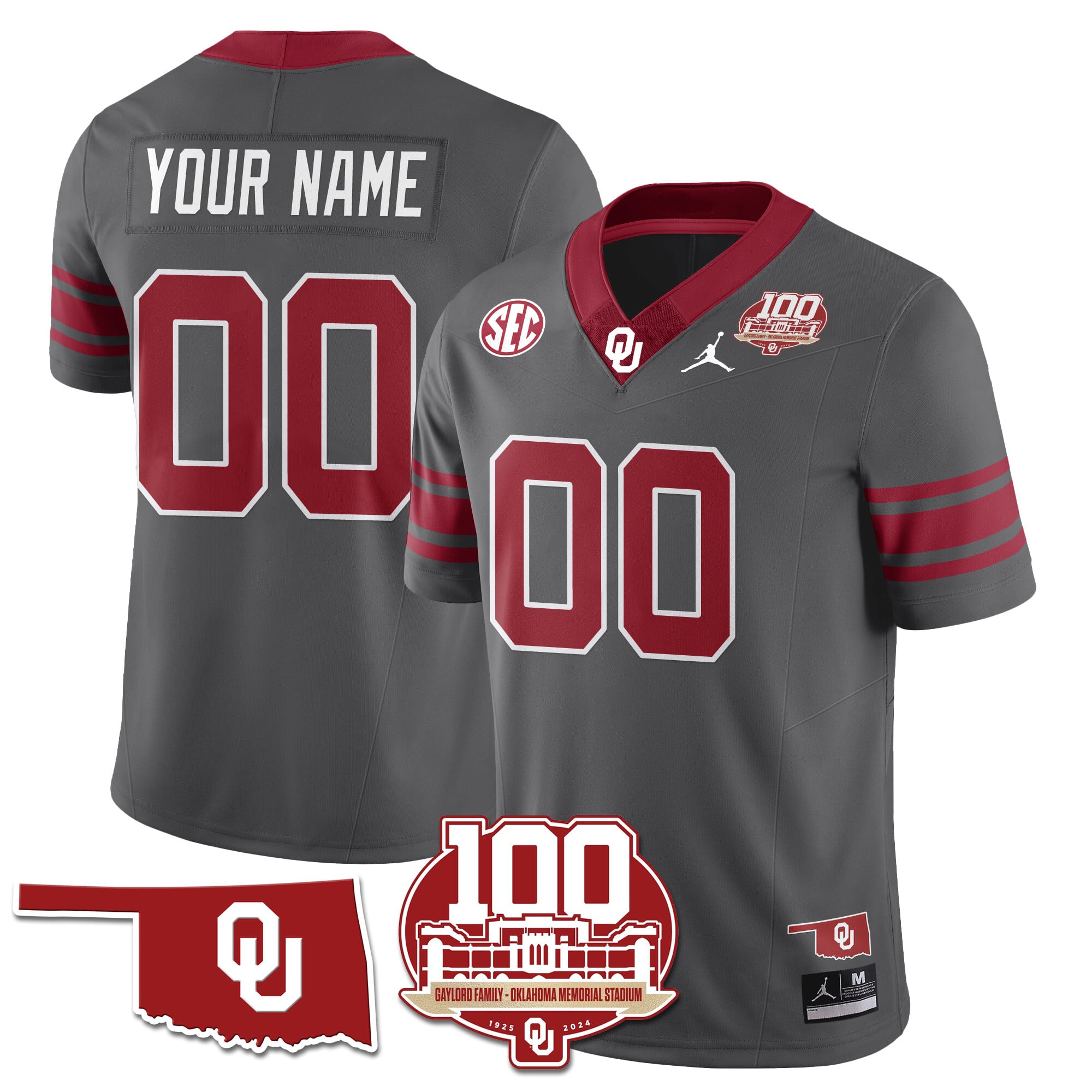 Custom Name/Gender Oklahoma Sooners 1946-56 Throwback Uniforms - 100th Season - All Stitched