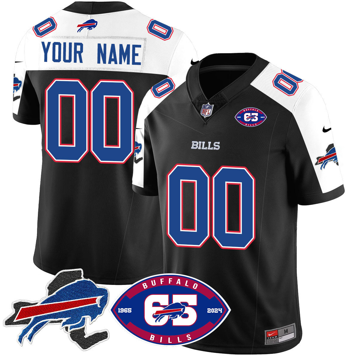 Custom Name/Gender Bills 1959 - 2024 - The Bills Jersey - All Stitched