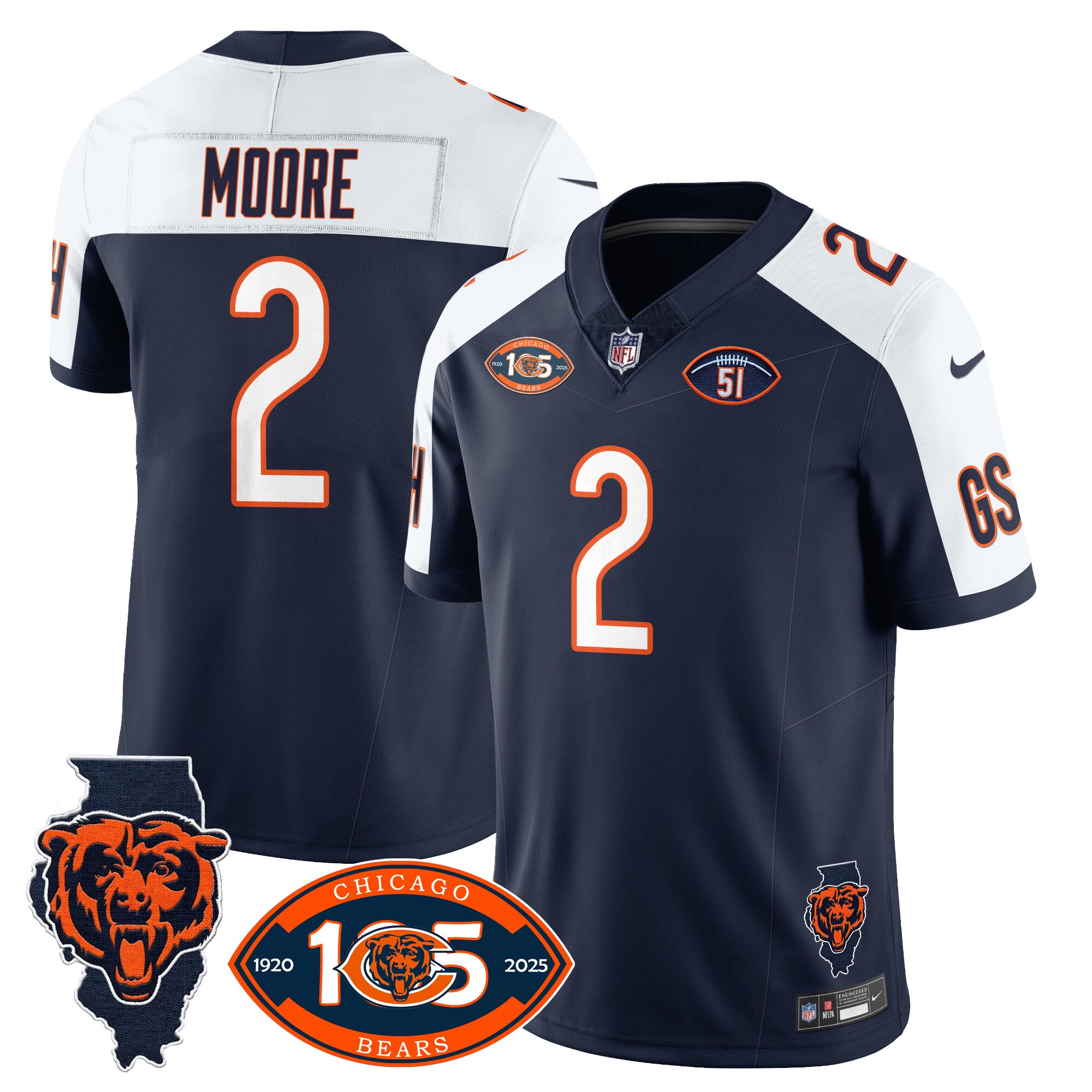 Men's Bears 1920-2025 - The Bears Jersey - All Stitched
