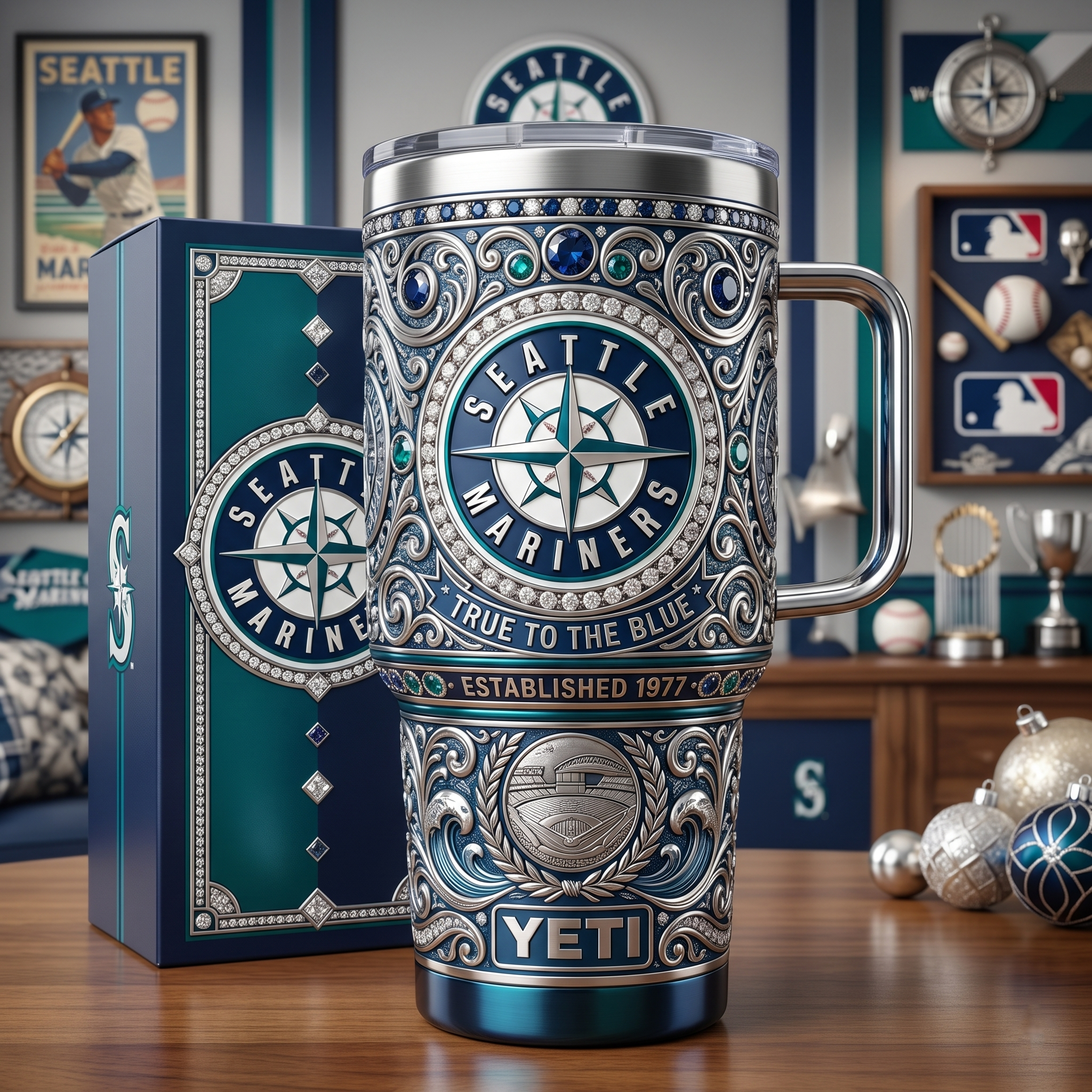 Seattle Mariners 40oz Tumbler with Lid and Straw
