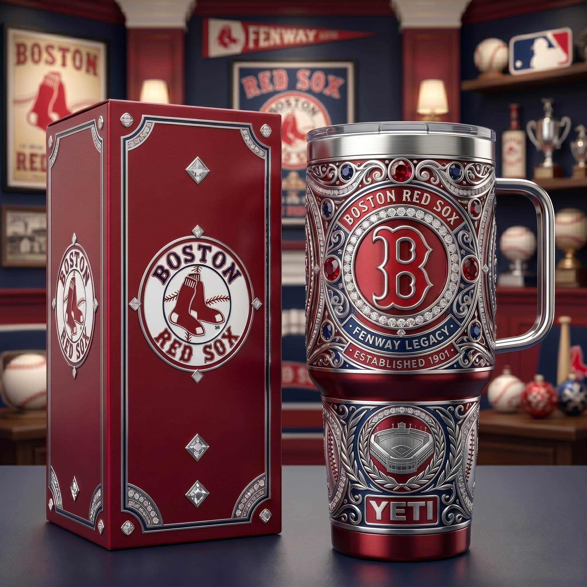 Boston Red Sox 40oz Tumbler with Lid and Straw