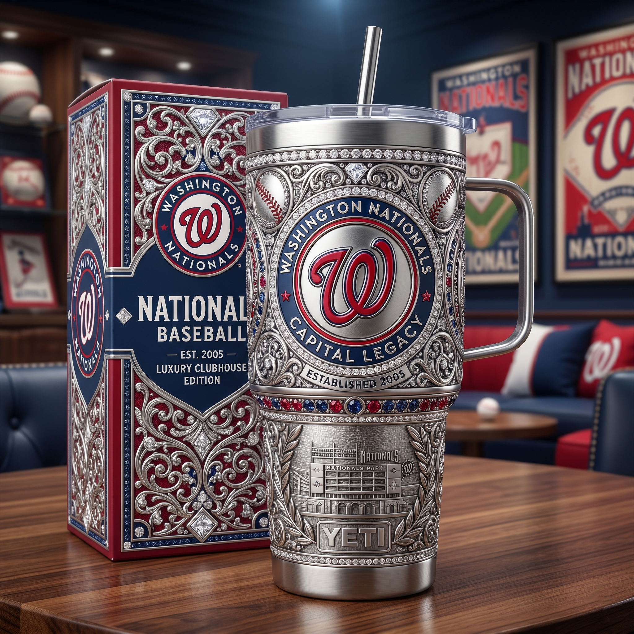 Washington Nationals 40oz Tumbler with Lid and Straw