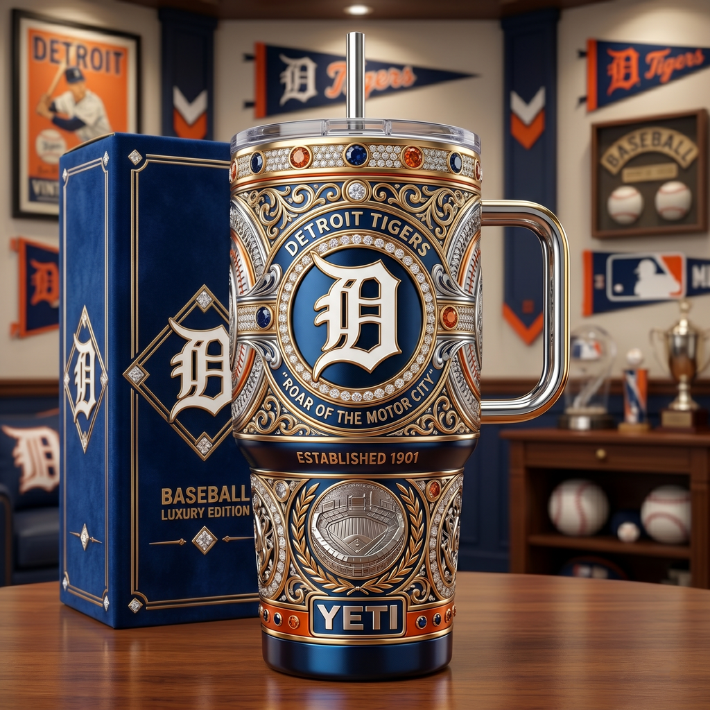 Detroit Tigers 40oz Tumbler with Lid and Straw