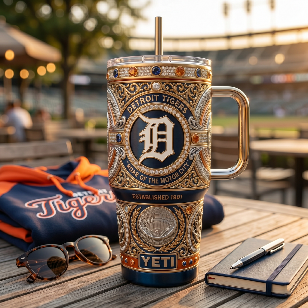 Detroit Tigers 40oz Tumbler with Lid and Straw
