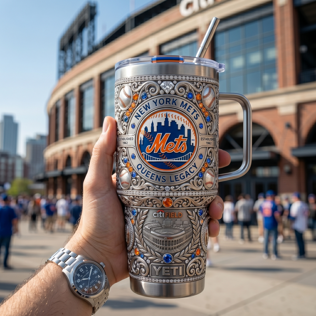New York Mets 40oz Tumbler with Lid and Straw