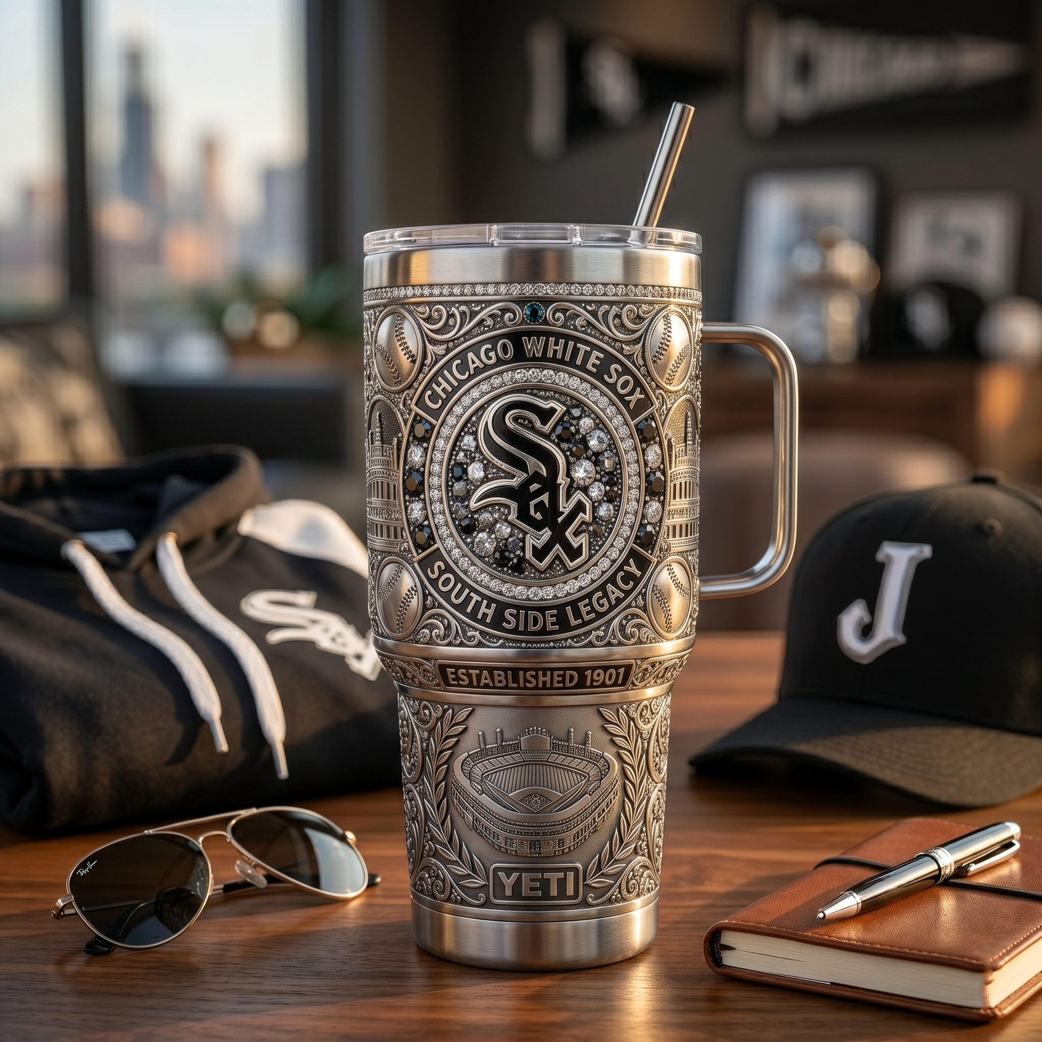 Chicago White Sox 40oz Tumbler with Lid and Straw