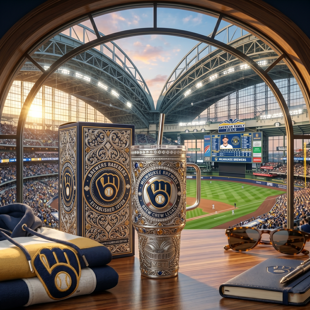 Milwaukee Brewers 40 oz Tumbler with Handle and Lid