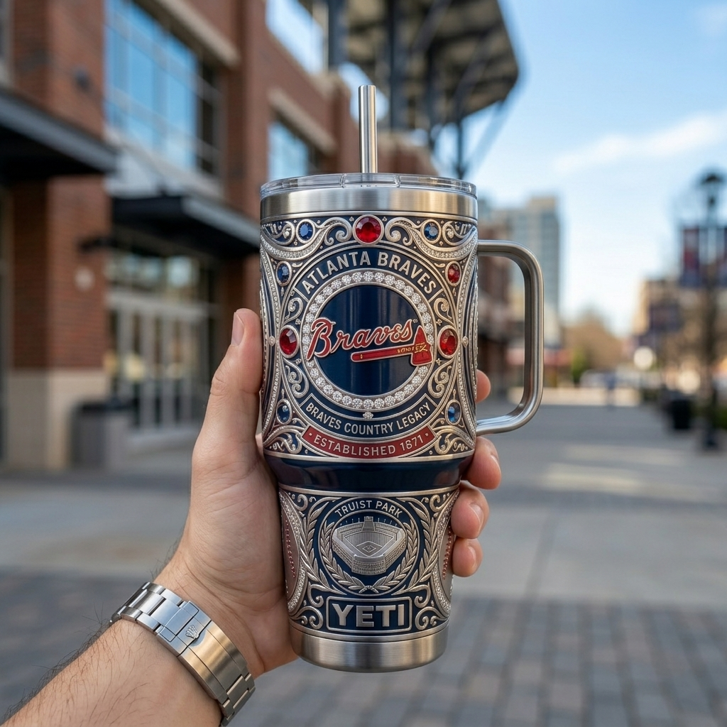 Atlanta Braves 40oz Tumbler with Lid and Straw