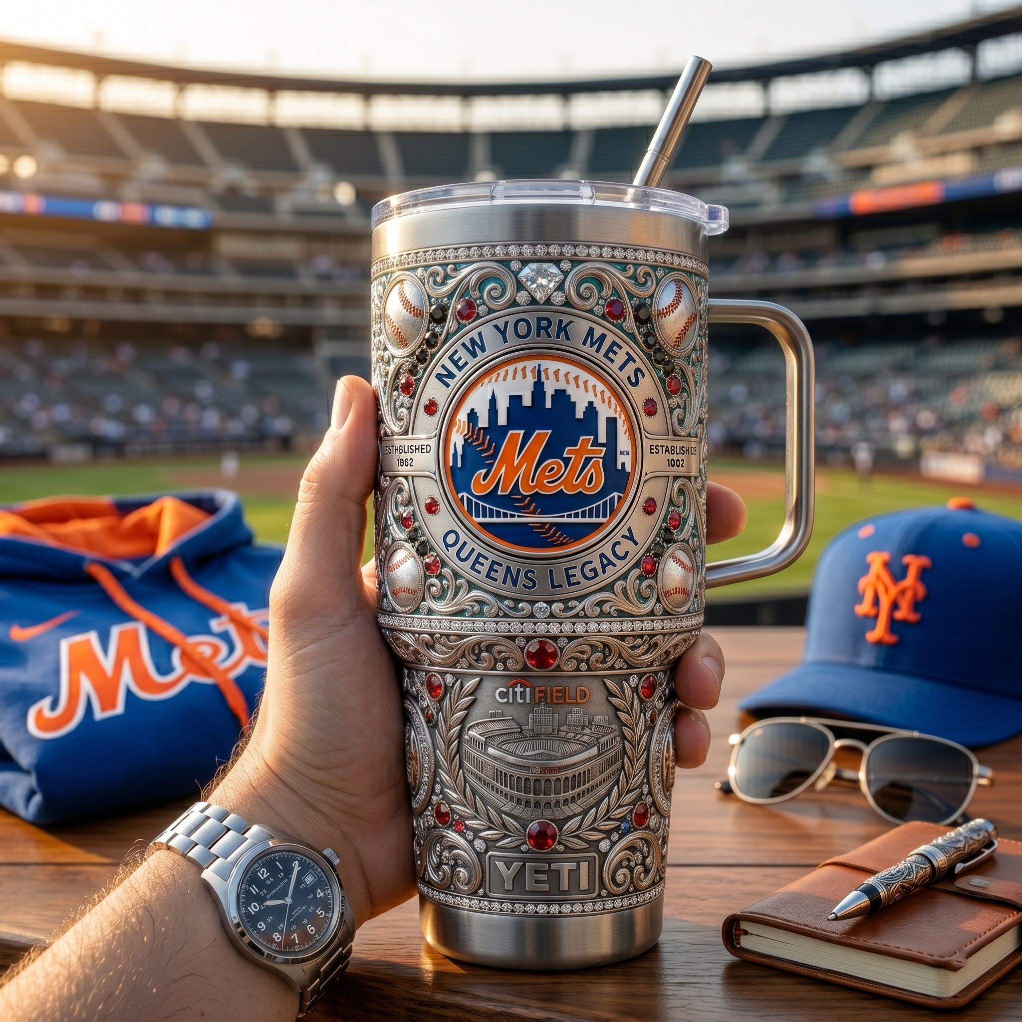 New York Mets 40oz Tumbler with Lid and Straw