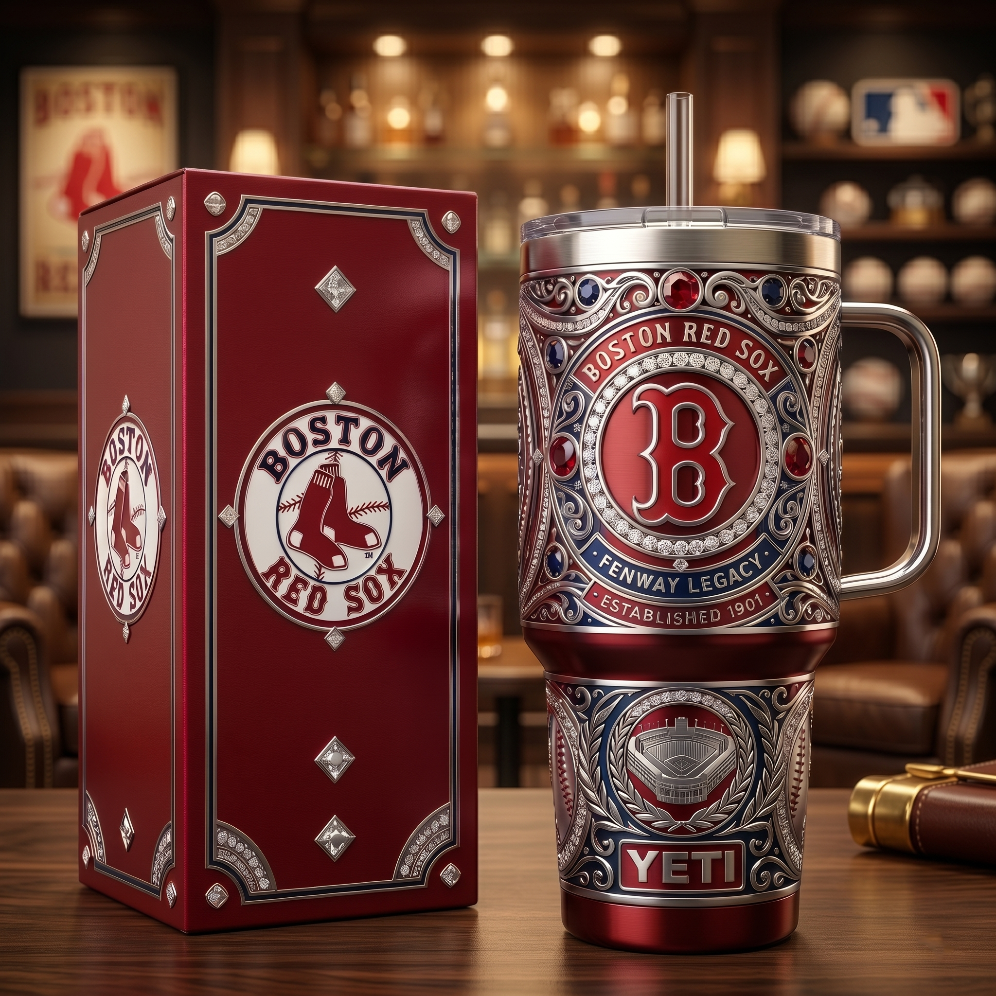 Boston Red Sox 40oz Tumbler with Lid and Straw