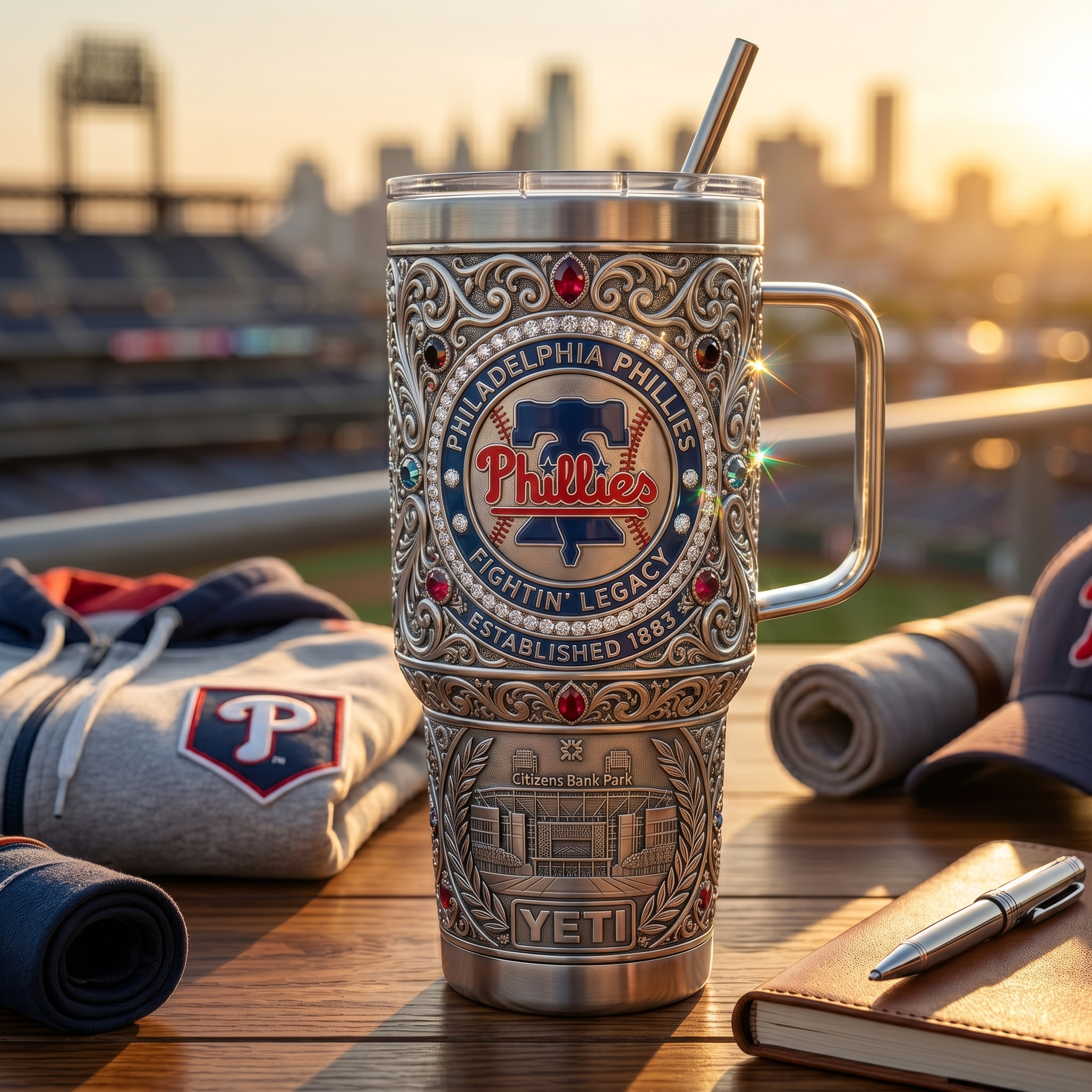 Philadelphia Phillies 40oz Tumbler with Lid and Straw