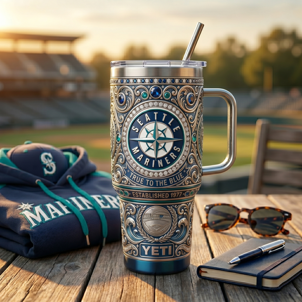 Seattle Mariners 40oz Tumbler with Lid and Straw