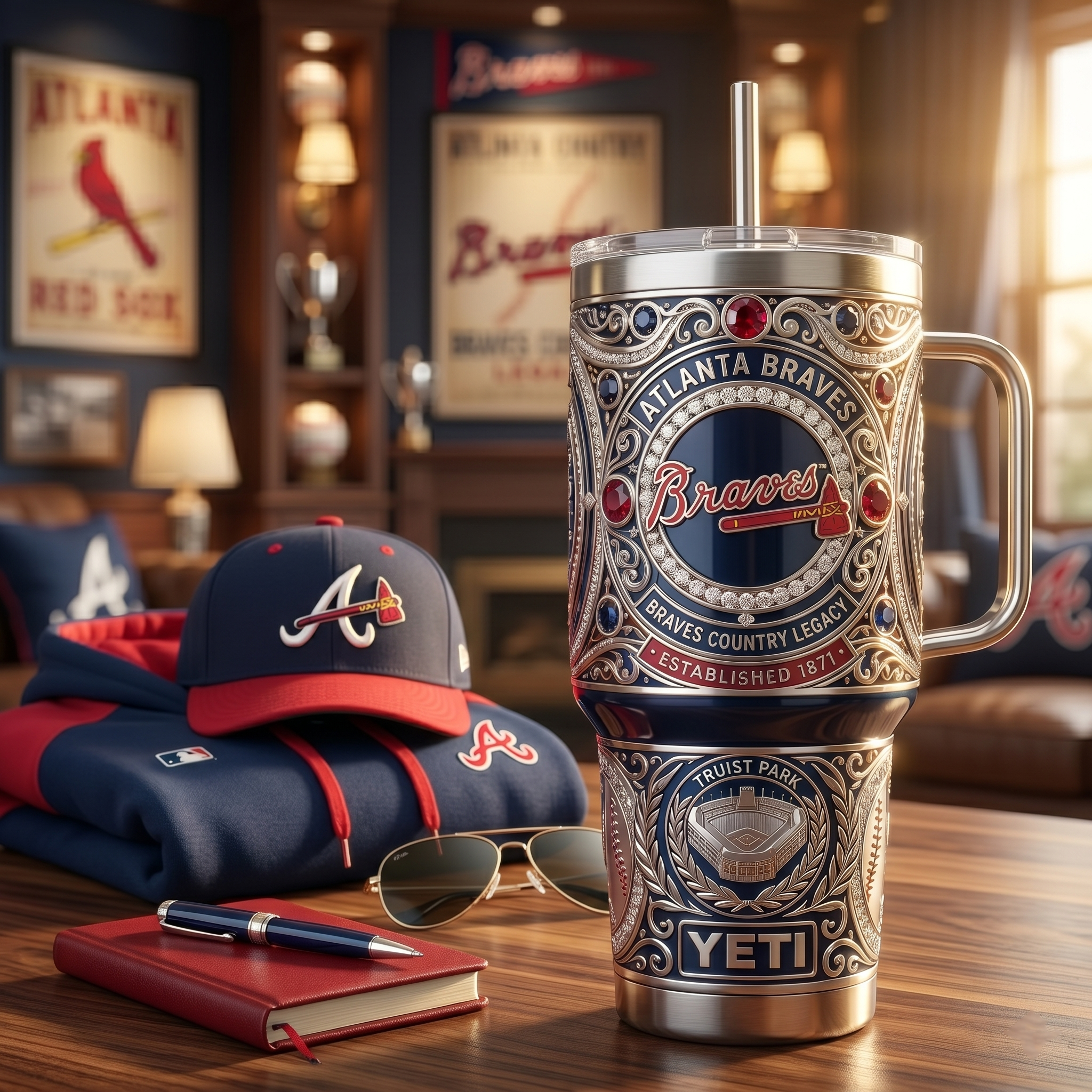 Atlanta Braves 40oz Tumbler with Lid and Straw