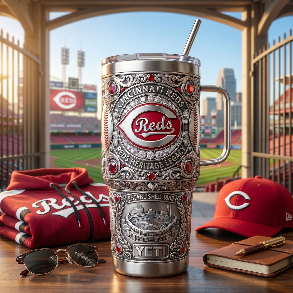 Cincinnati Reds 40oz Tumbler with Lid and Straw