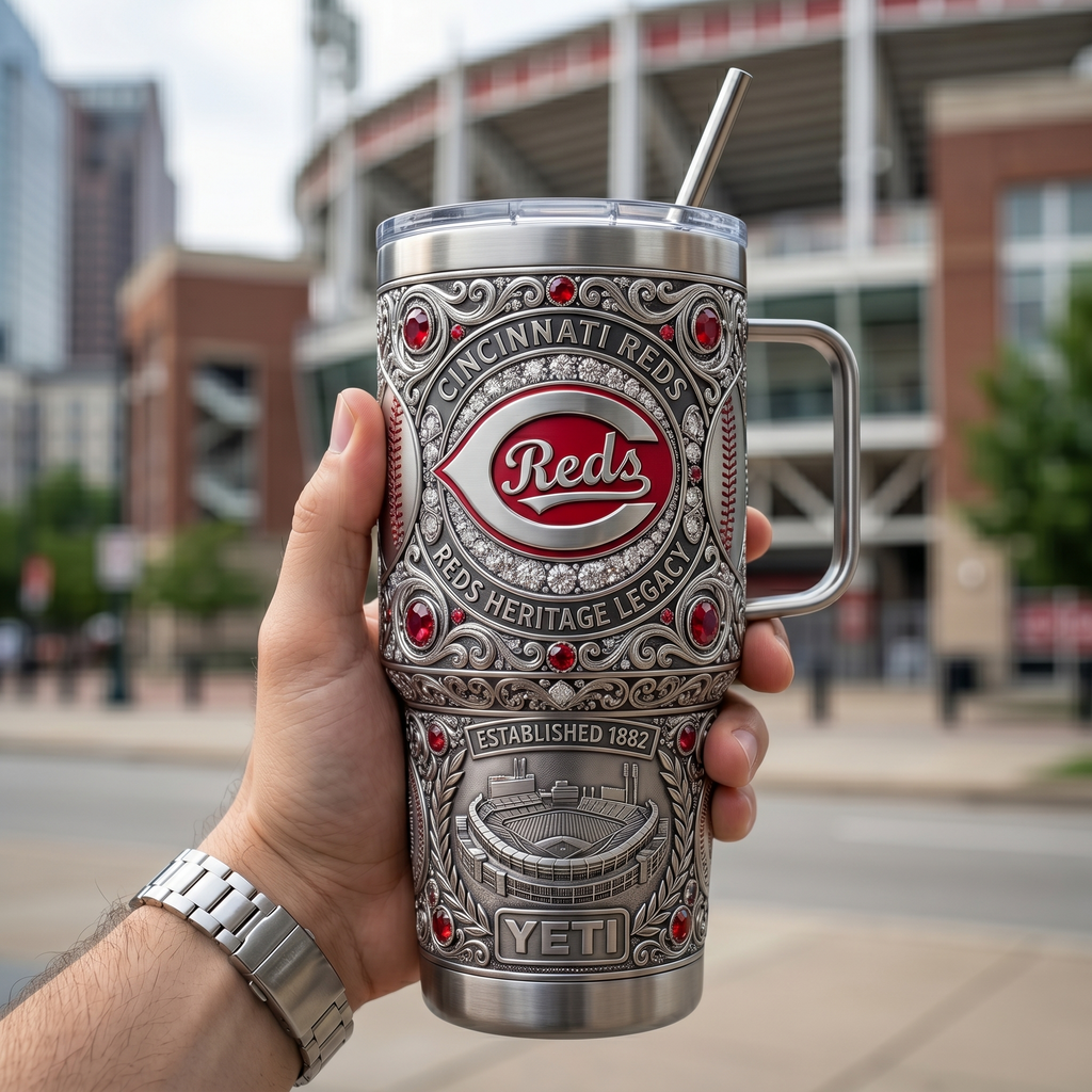 Cincinnati Reds 40oz Tumbler with Lid and Straw