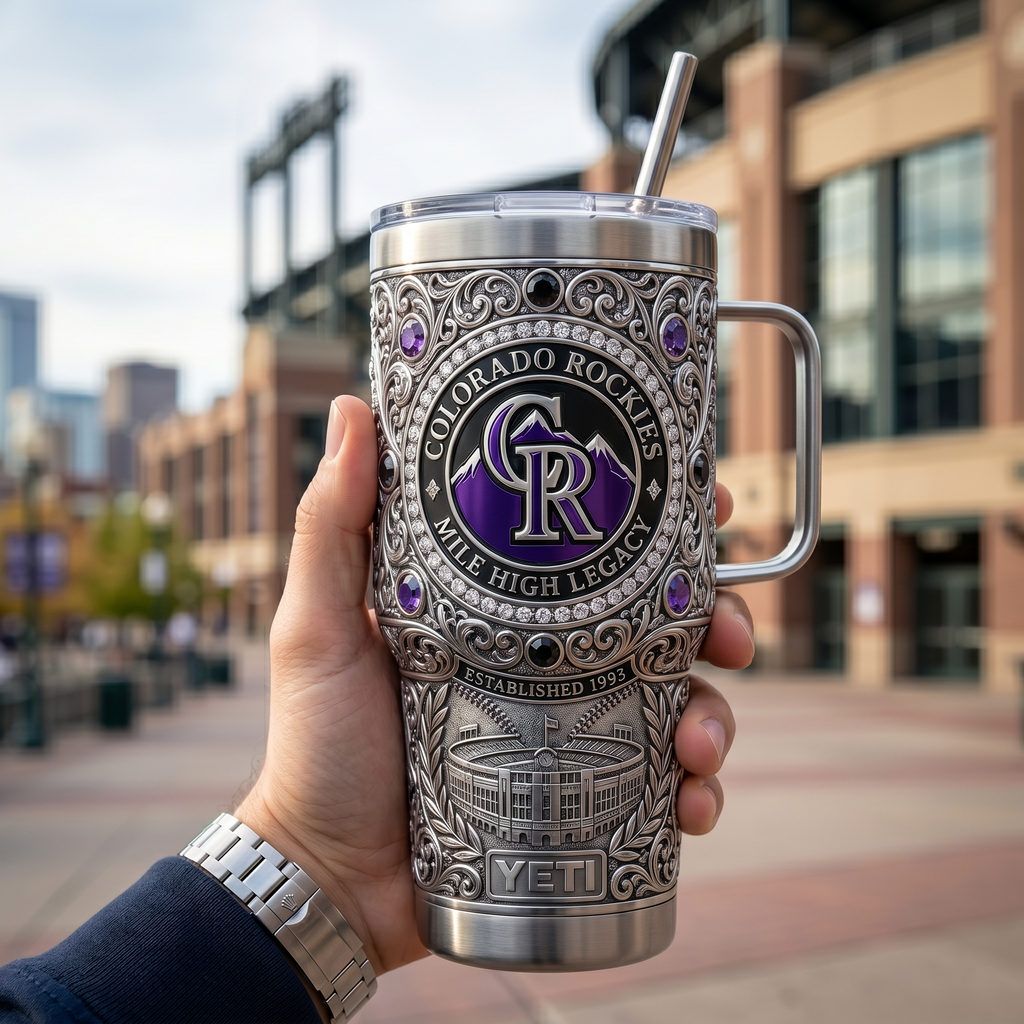 Colorado Rockies 40oz Tumbler with Lid and Straw