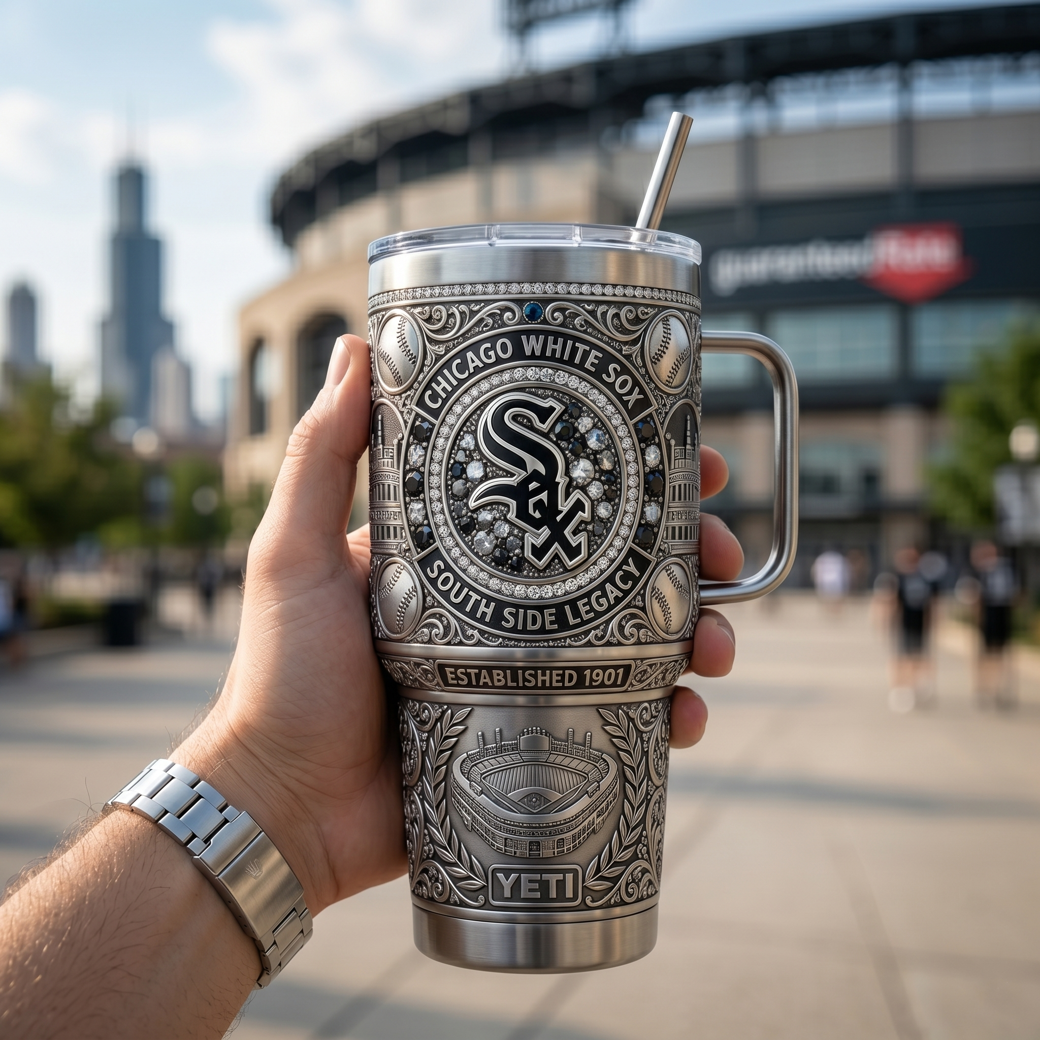 Chicago White Sox 40oz Tumbler with Lid and Straw