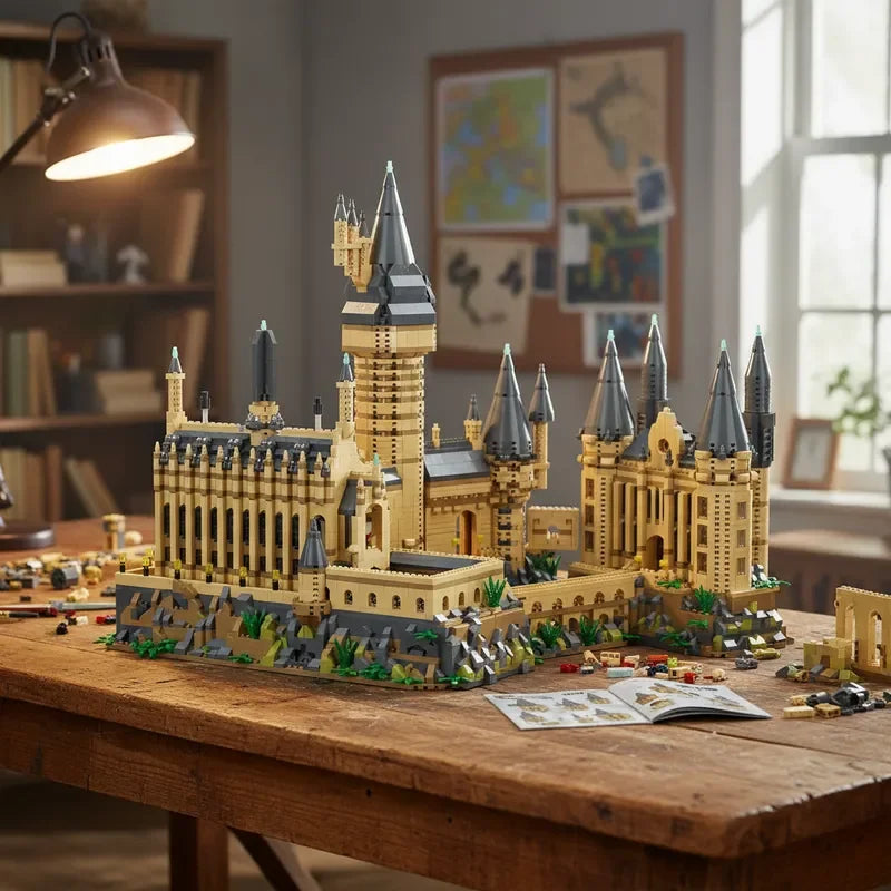 New Magic Hogwarts Castle Micro Building  Blocks Street View Architecture Creative MOC Model Kit  Kids Christmas Birthday Gifts
