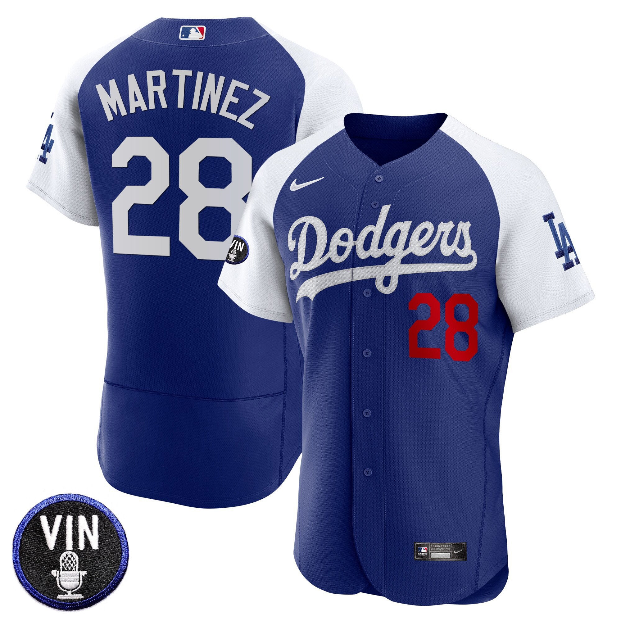 Men's Dodgers Vin Scully Patch Flex Base Jersey - All Stitched