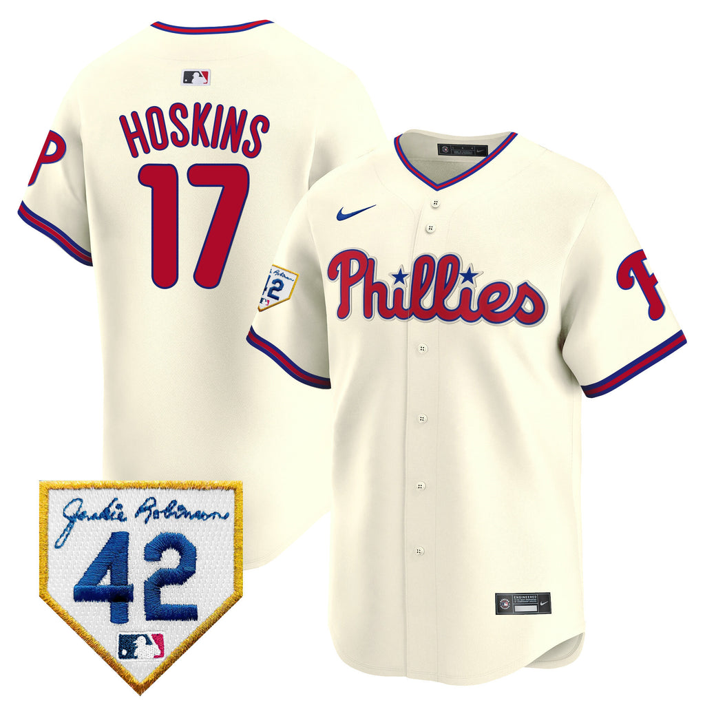 Men's Phillies 2024 Jackie Robinson Patch Vapor Premier Limited Jersey - All Stitched
