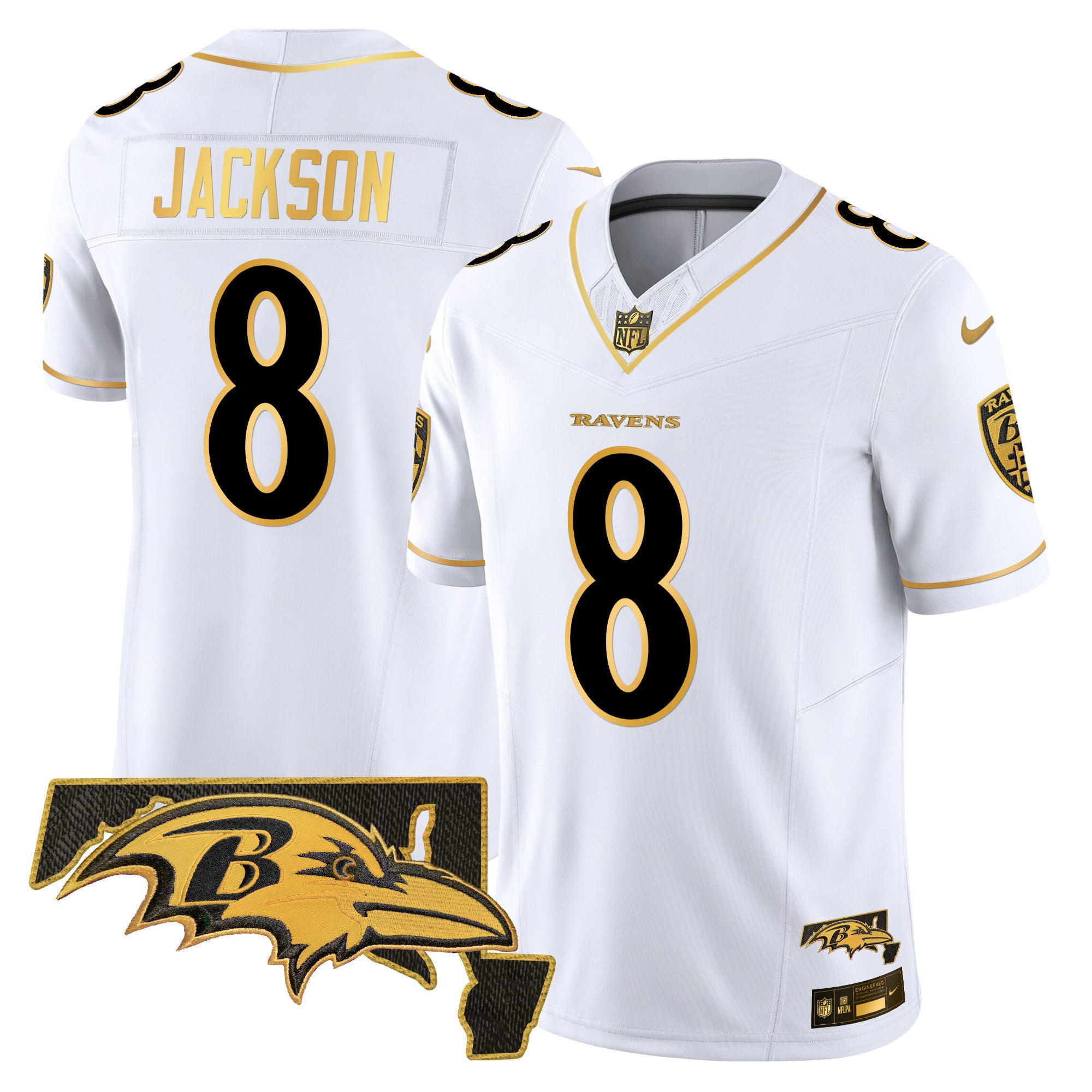 Men's Ravens 2024 Gold Vapor Limited Jersey - All Stitched