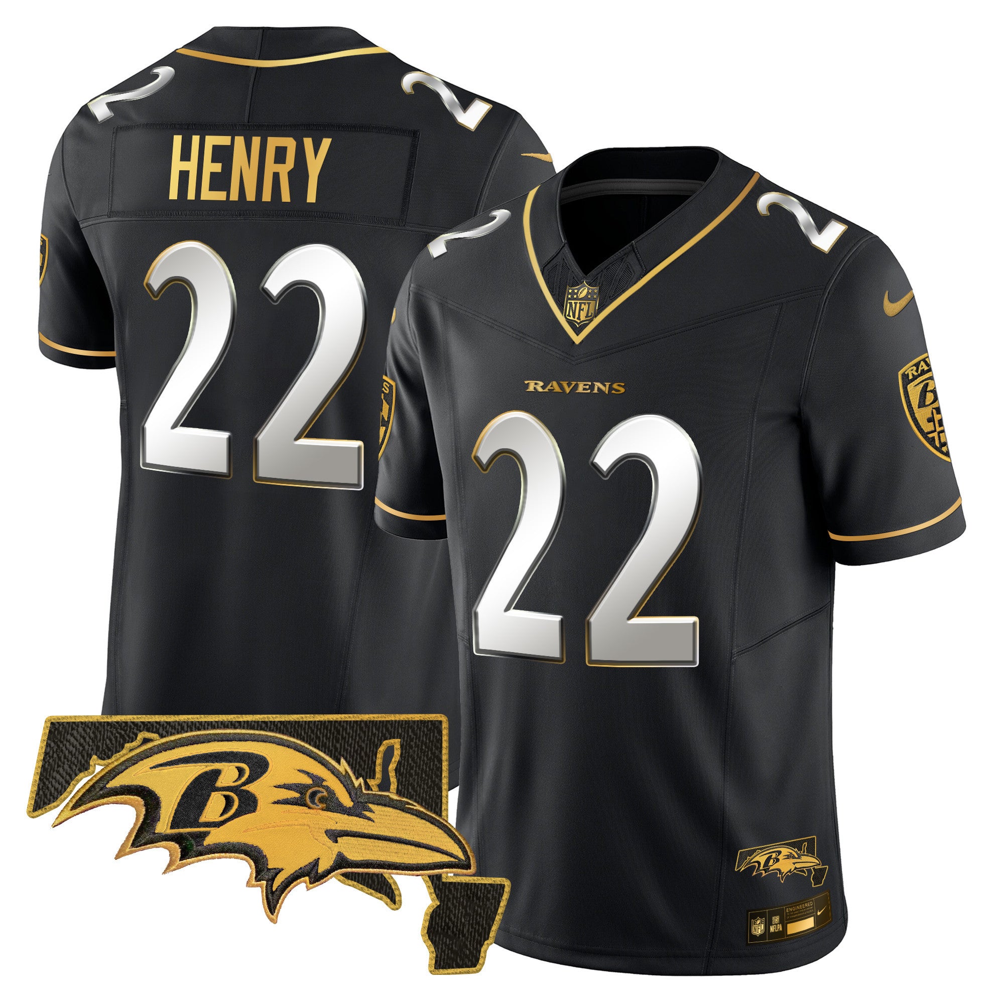 Men's Ravens 2024 Gold Vapor Limited Jersey - All Stitched