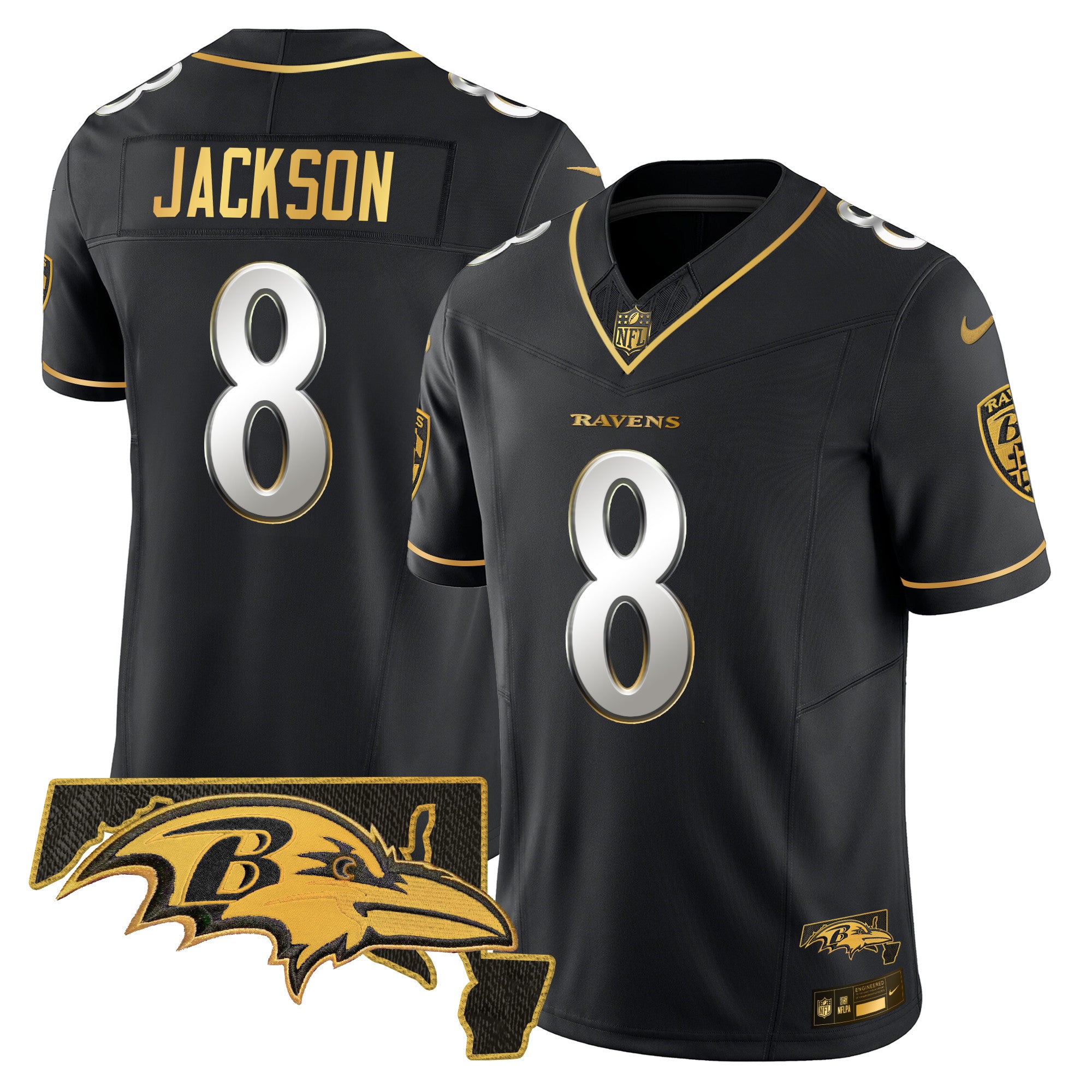 Men's Ravens 2024 Gold Vapor Limited Jersey - All Stitched