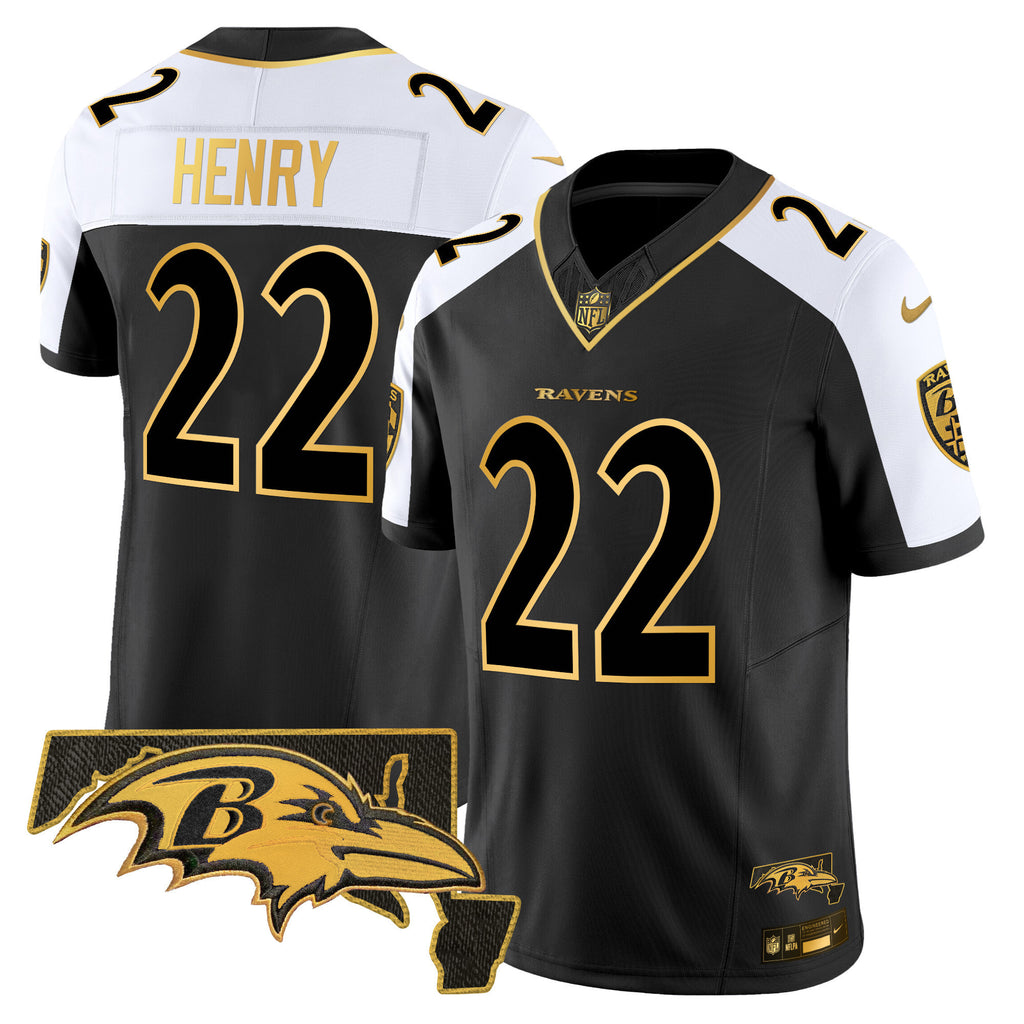 Men's Ravens 2024 Gold Vapor Limited Jersey - All Stitched