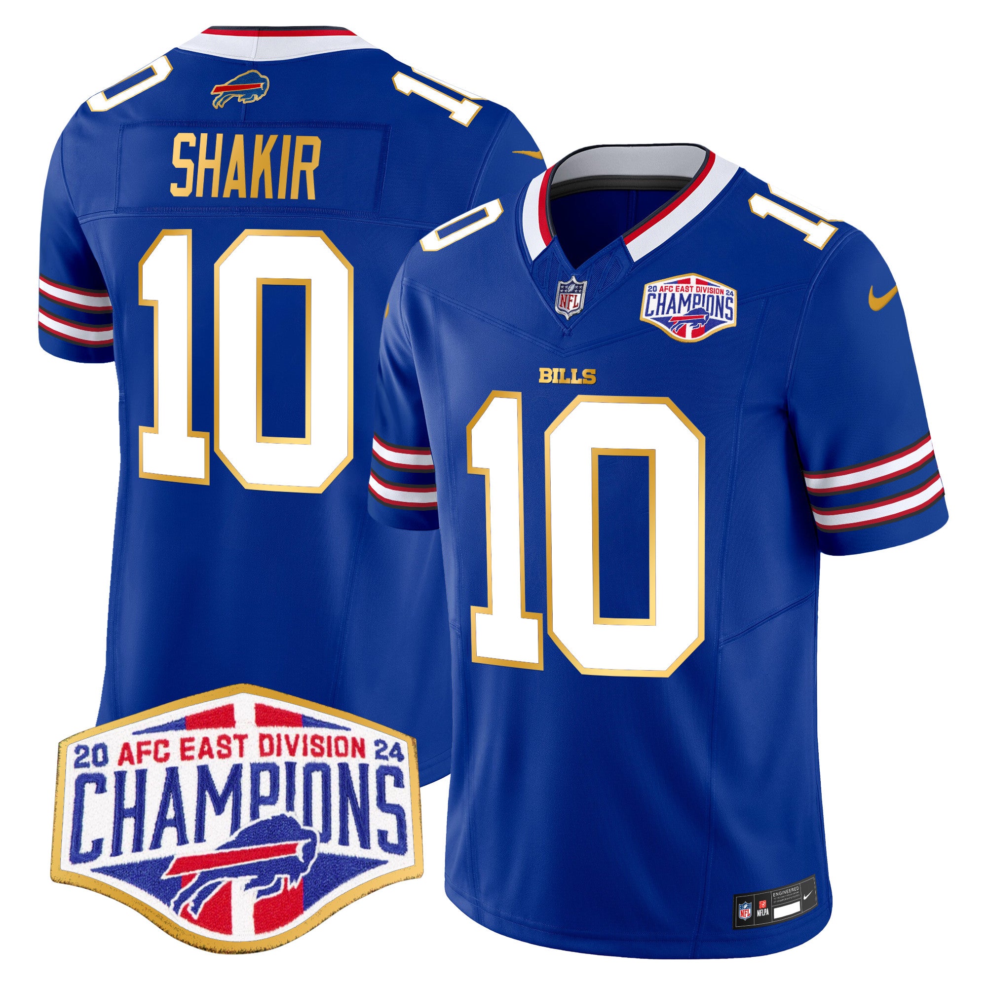 Men's Bills 2024 AFC East Division Champions Gold Trim Vapor Limited Jersey - All Stitched