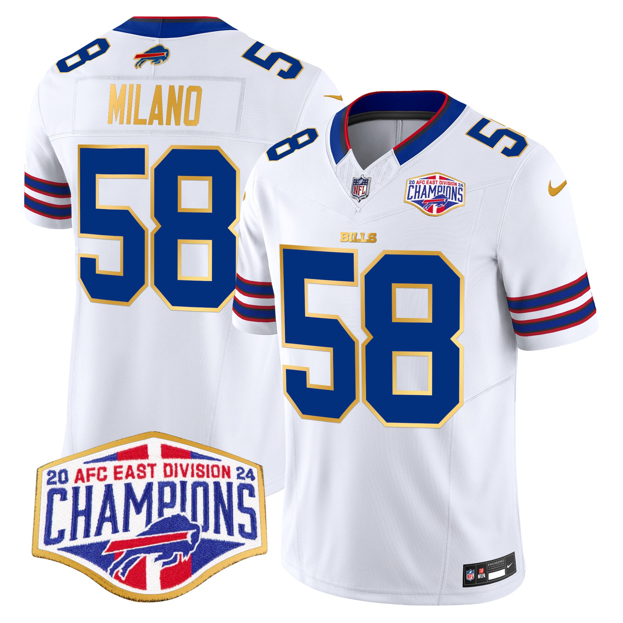 Men's Bills 2024 AFC East Division Champions Gold Trim Vapor Limited Jersey - All Stitched