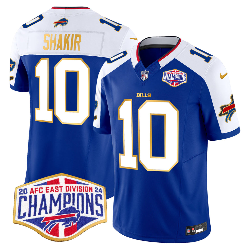 Men's Bills 2024 AFC East Division Champions Gold Trim Vapor Limited Jersey - All Stitched