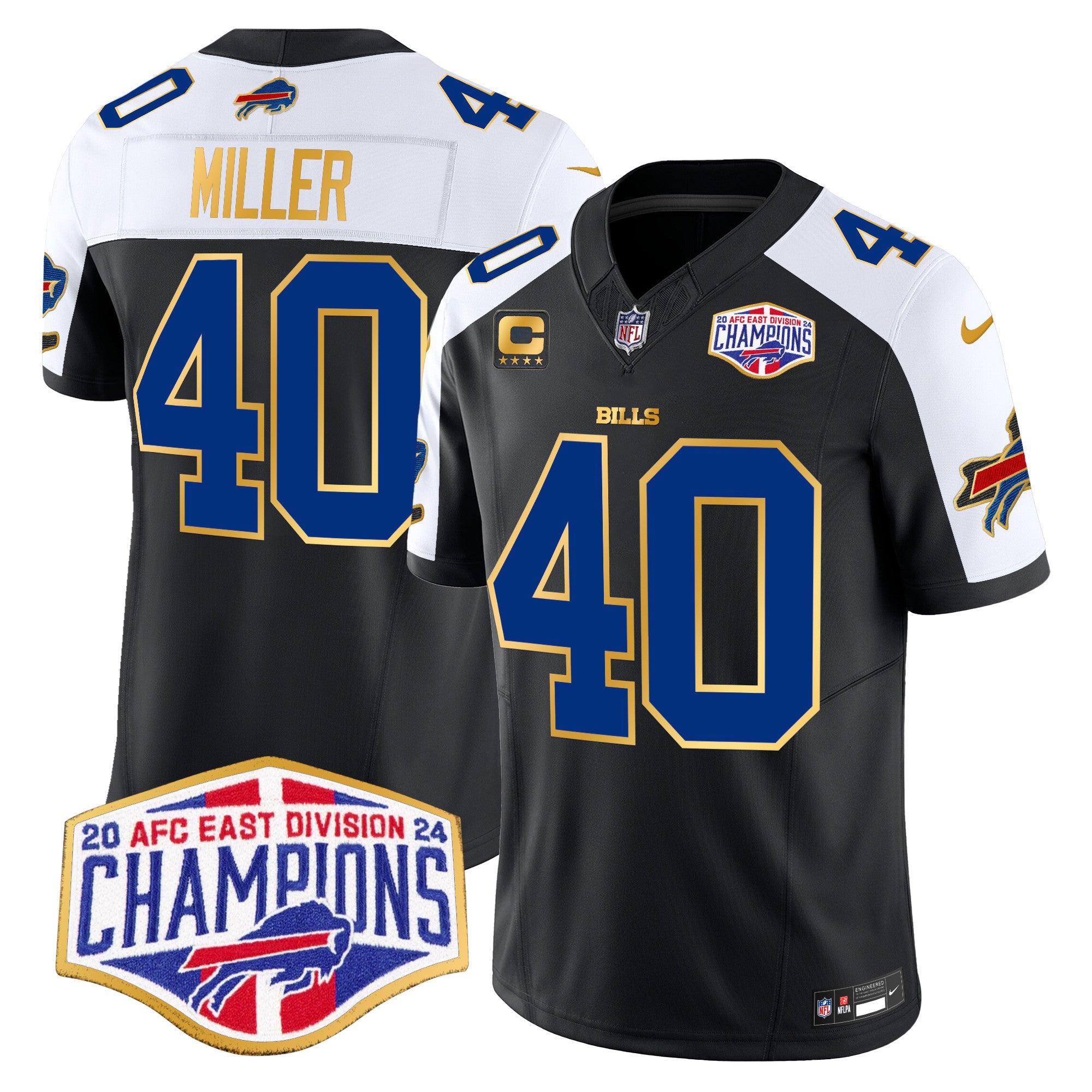Men's Bills 2024 AFC East Division Champions Gold Trim Vapor Limited Jersey - All Stitched