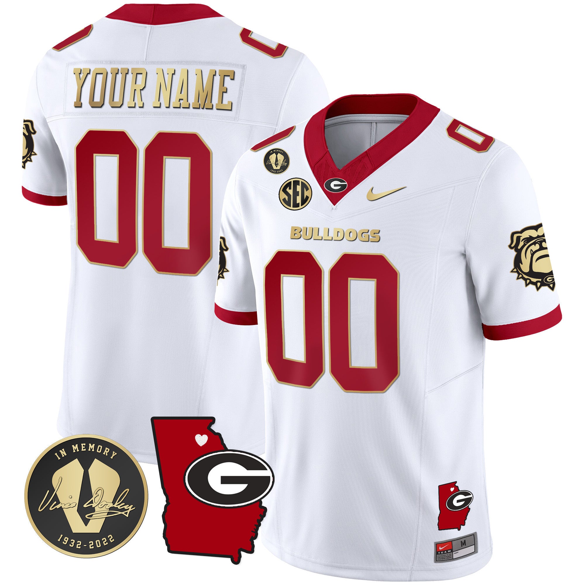 Custom Name/Gender Georgia Bulldogs 2024 Vapor Jersey V4 - Georgia Map - All Stitched