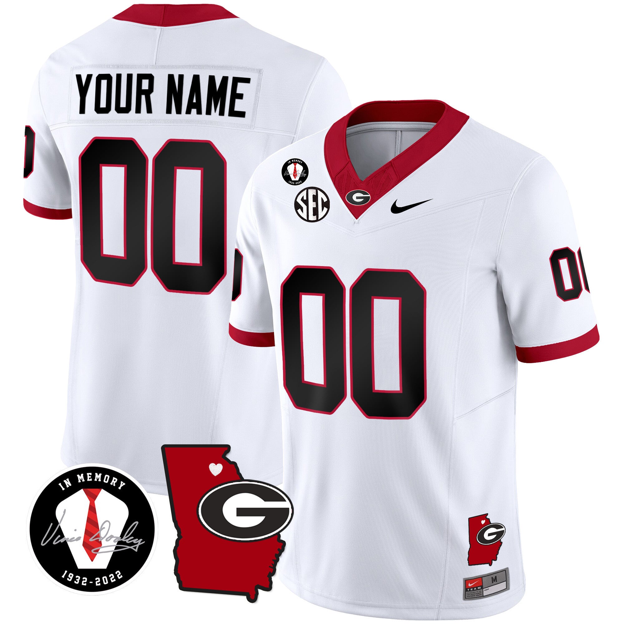 Custom Name/Gender Georgia Bulldogs 2024 Vapor Jersey V4 - Georgia Map - All Stitched